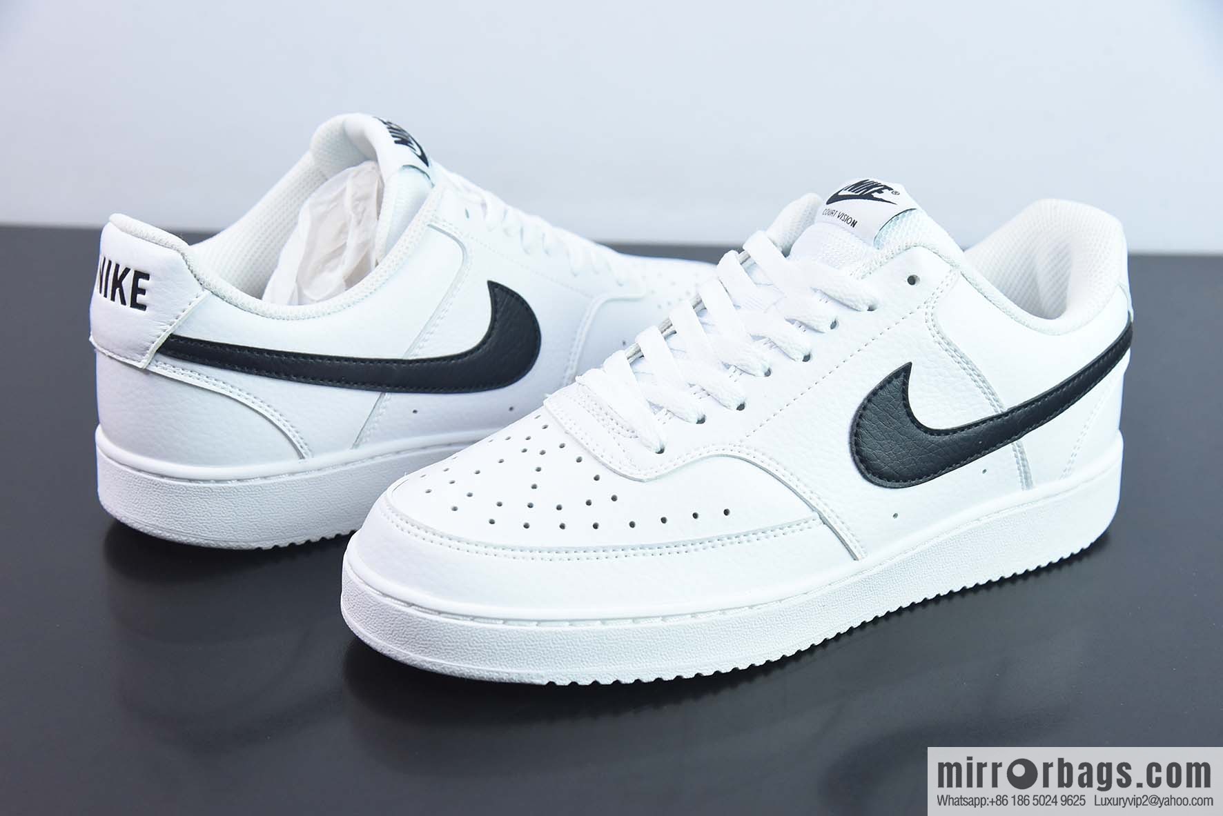NK Court Vision Low CV Low Top Vintage Versatile breathable casual sports shoes, white and black CD5463-101