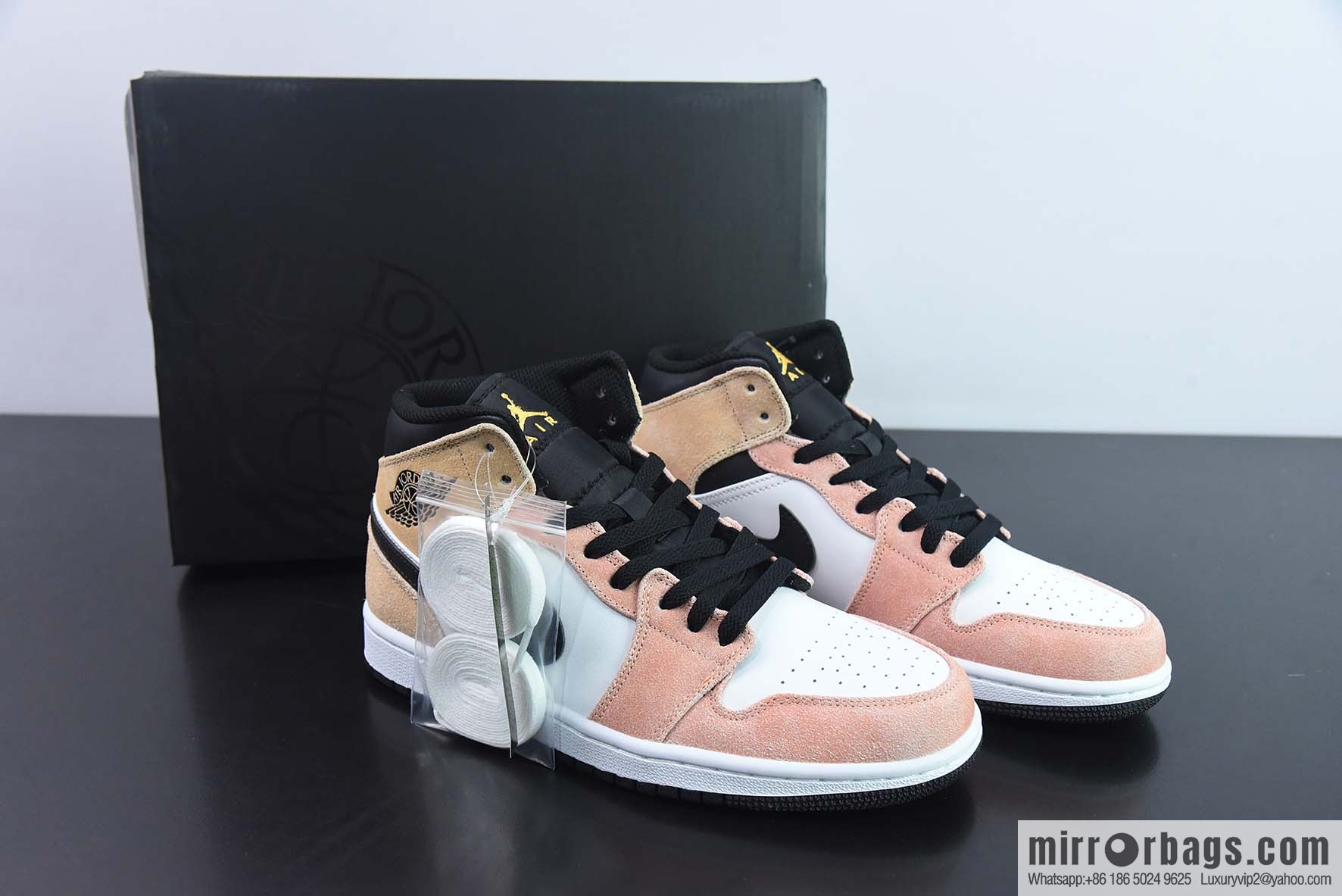 Air Jordan 1 Mid help basketball shoes, naked pink white, item number: DX4332-800