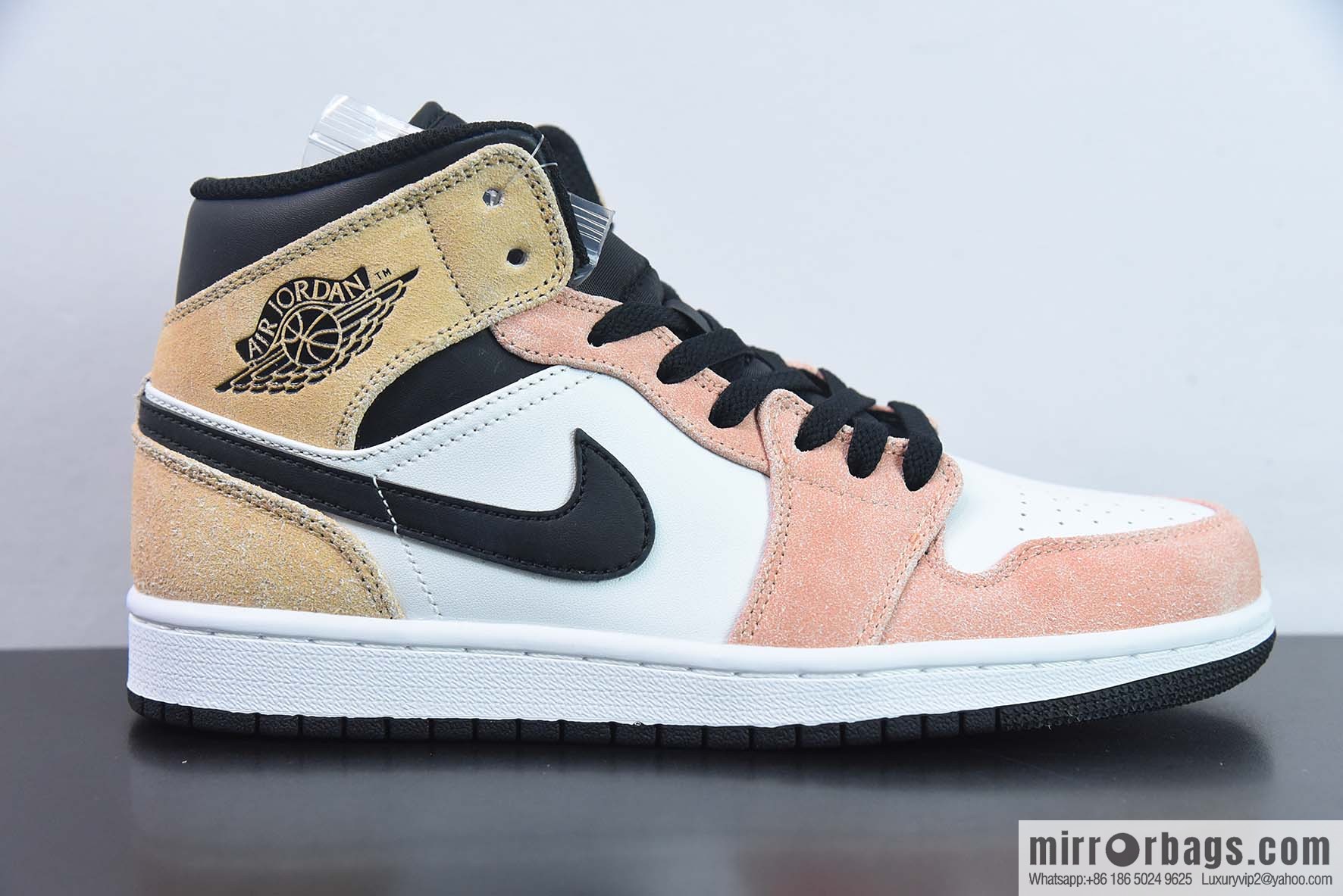 Air Jordan 1 Mid help basketball shoes, naked pink white, item number: DX4332-800