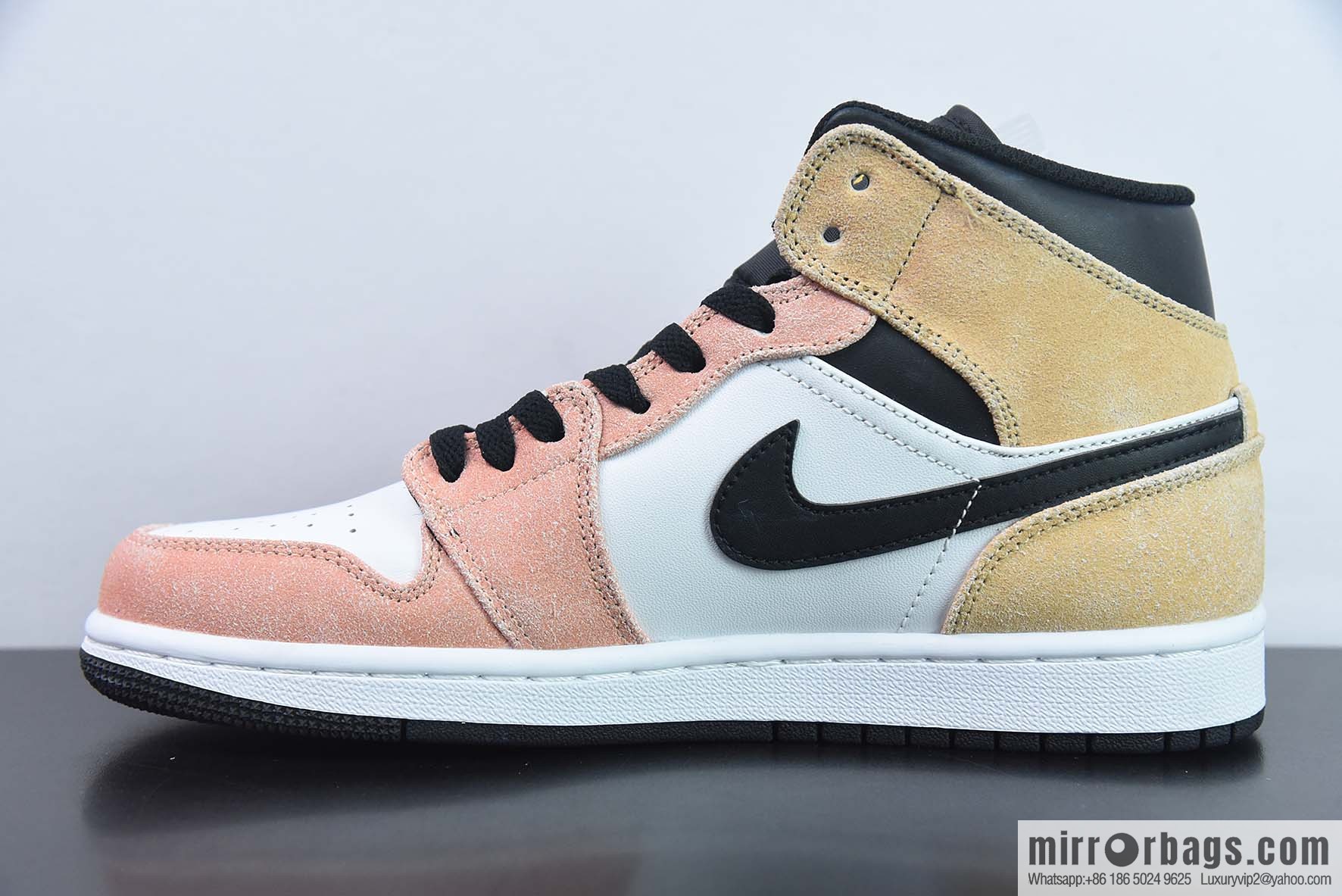 Air Jordan 1 Mid help basketball shoes, naked pink white, item number: DX4332-800