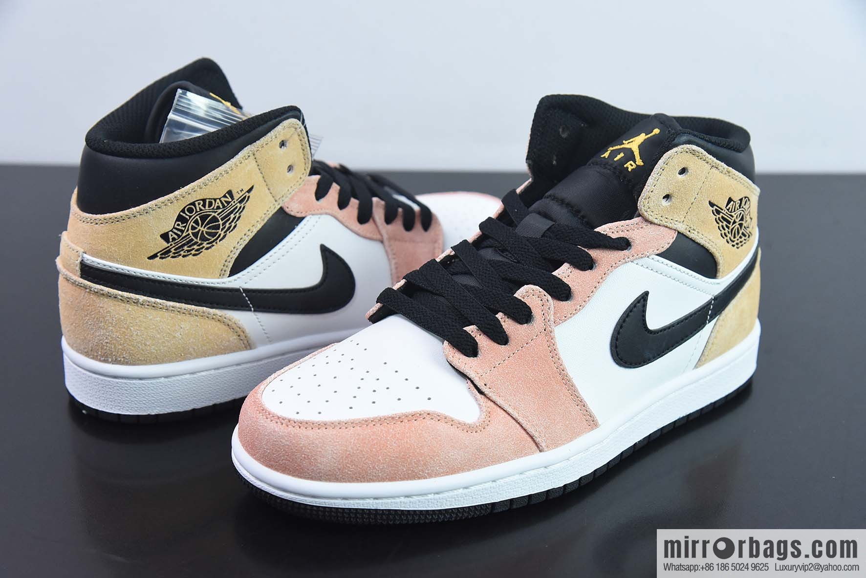 Air Jordan 1 Mid help basketball shoes, naked pink white, item number: DX4332-800