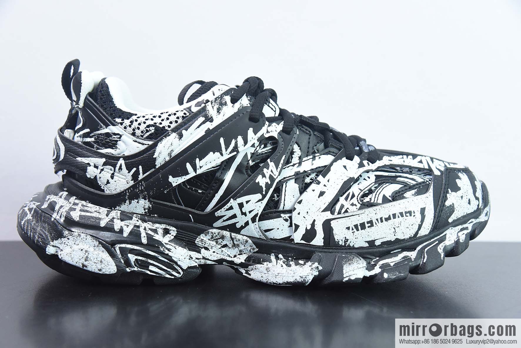 BALENCIAGA Track Mule Clear Sole Sneakers 3.0 Pure original version, no light, graffiti black and white sneakers