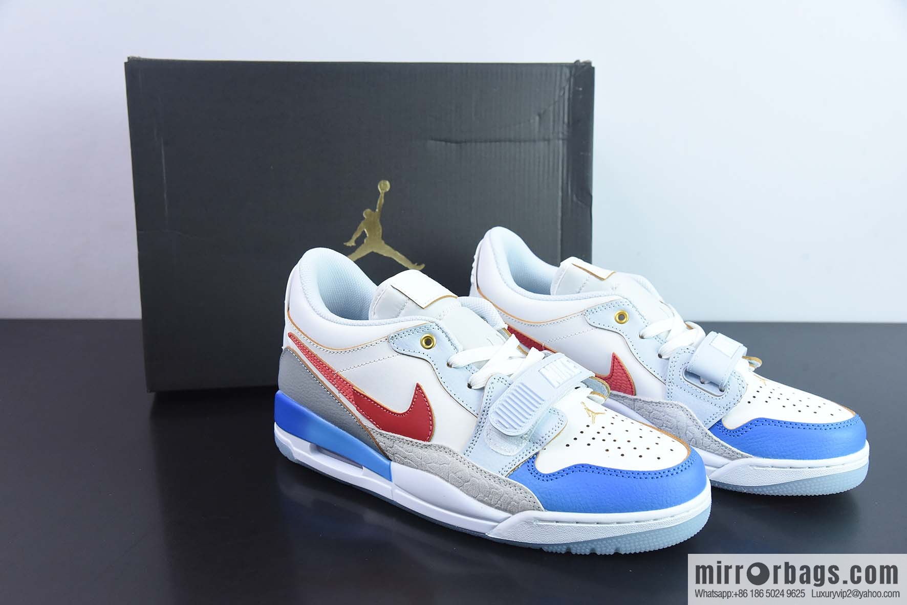 NK Air Jordan Legacy 312 Low Jordan's strongest three-in-one mixed version AJ312 white, blue and red, item number: FN8902-161