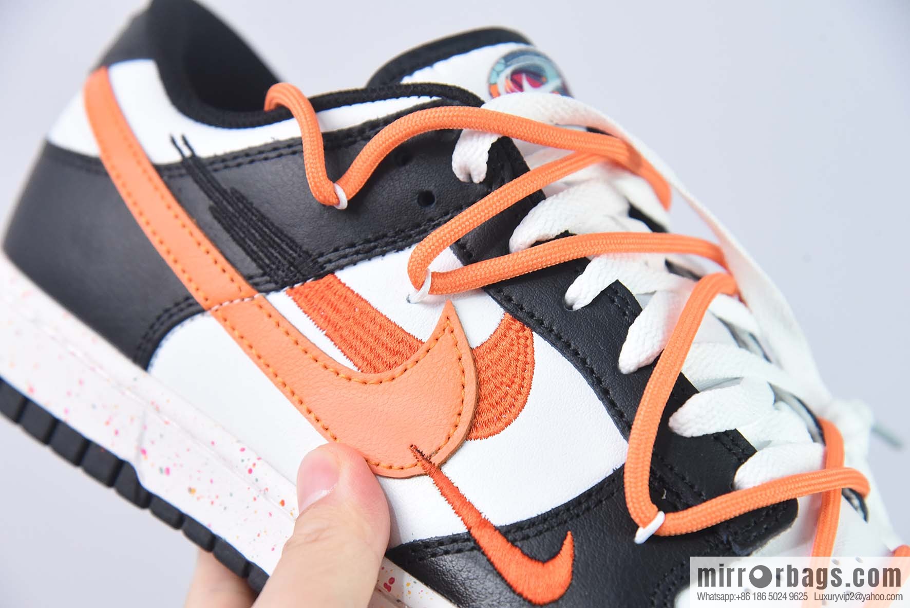 Nike SB Dunk Low three hook deconstruction drawstring shoelace black and white orange, item number: FD4623 144