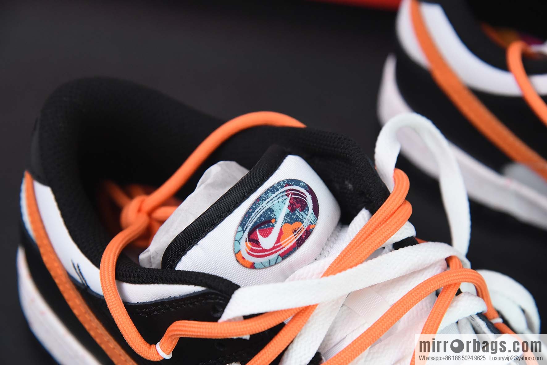 Nike SB Dunk Low three hook deconstruction drawstring shoelace black and white orange, item number: FD4623 144