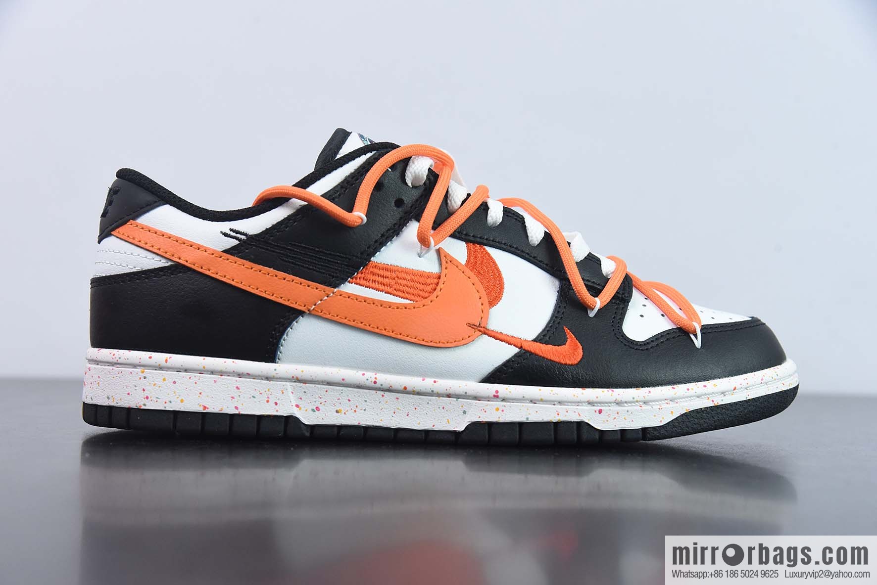 Nike SB Dunk Low three hook deconstruction drawstring shoelace black and white orange, item number: FD4623 144