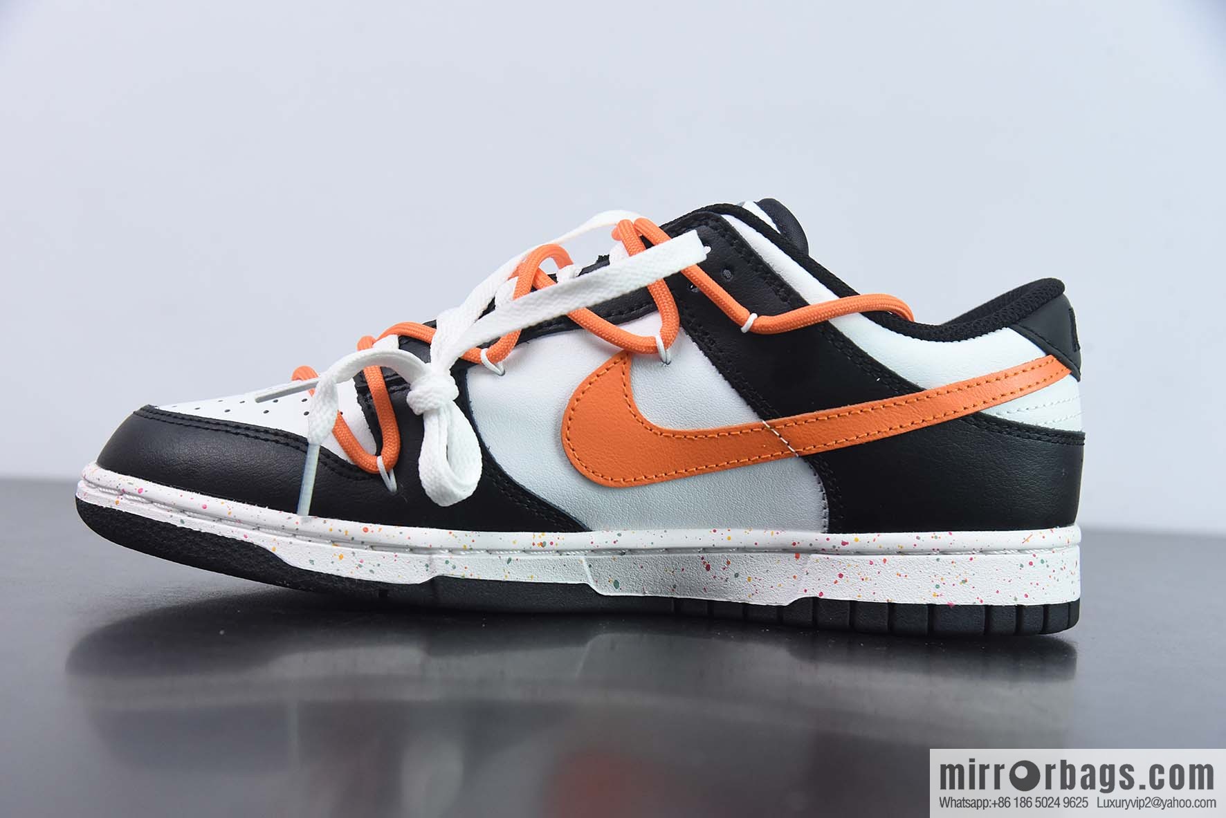 Nike SB Dunk Low three hook deconstruction drawstring shoelace black and white orange, item number: FD4623 144
