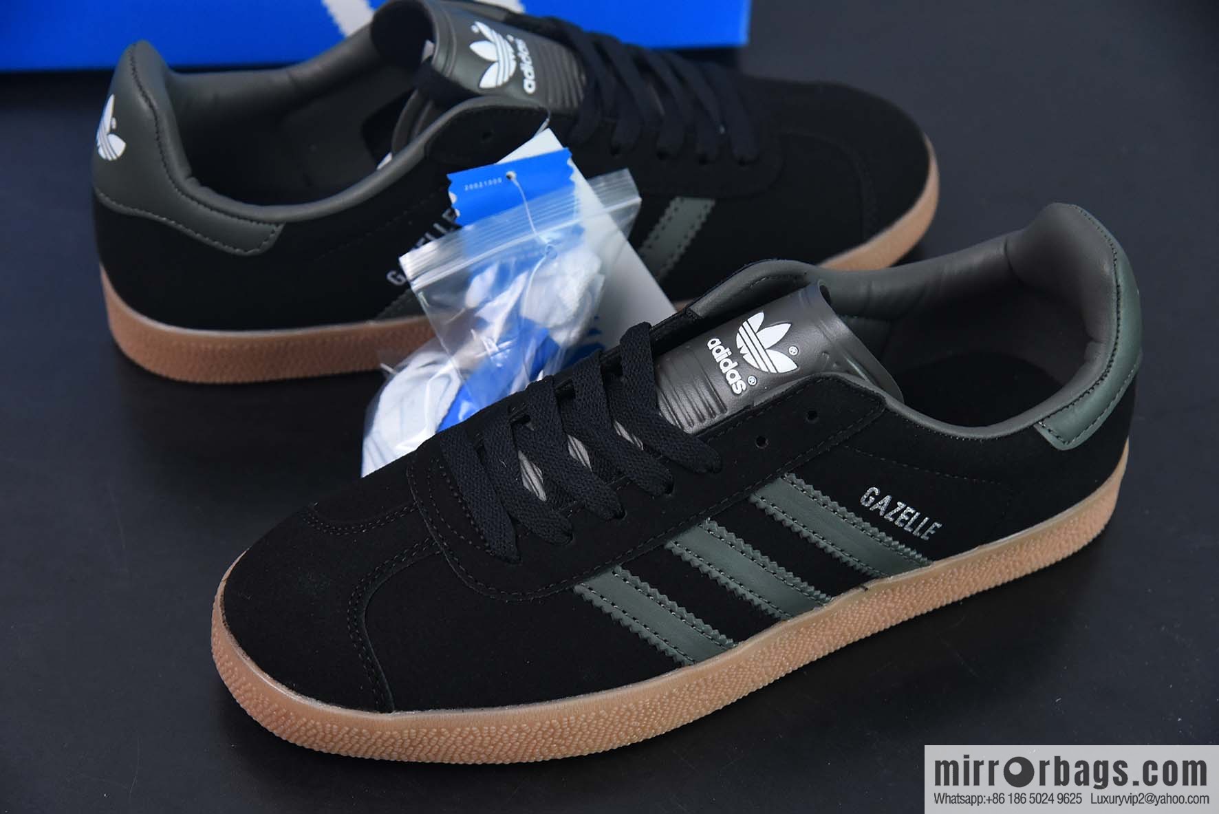 Adidas Originals Gazelle Clover series sports shoes, black and green, item number: GX2210