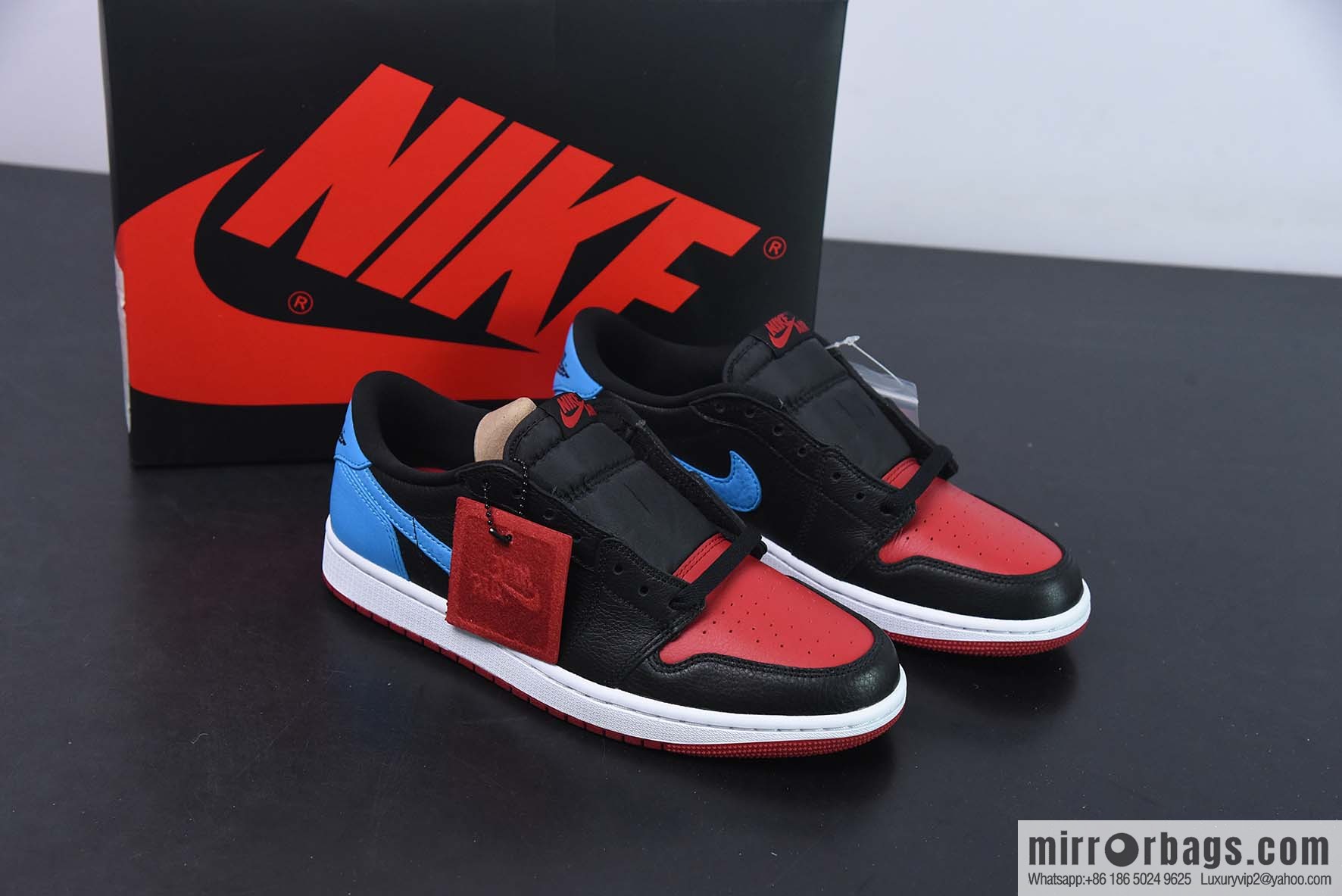 Air Jordan 1 Low OG AJ1 reverse warning light, black, red and blue, low-top basketball shoes, item number: CZ0775-046
