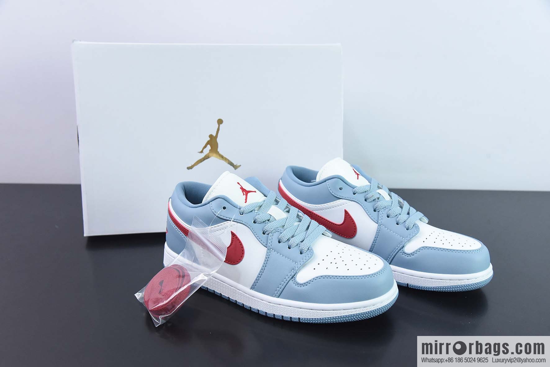 NK Air Jordan AJ1 Low blue, white and red sneakers Part number: DC0774-164