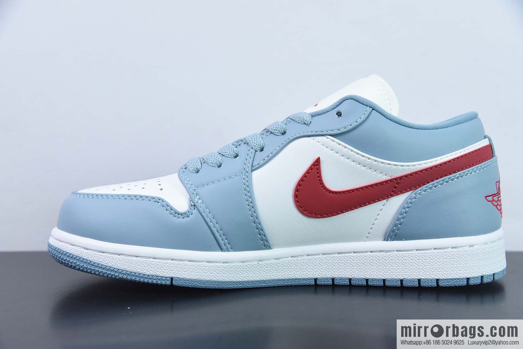 NK Air Jordan AJ1 Low blue, white and red sneakers Part number: DC0774-164