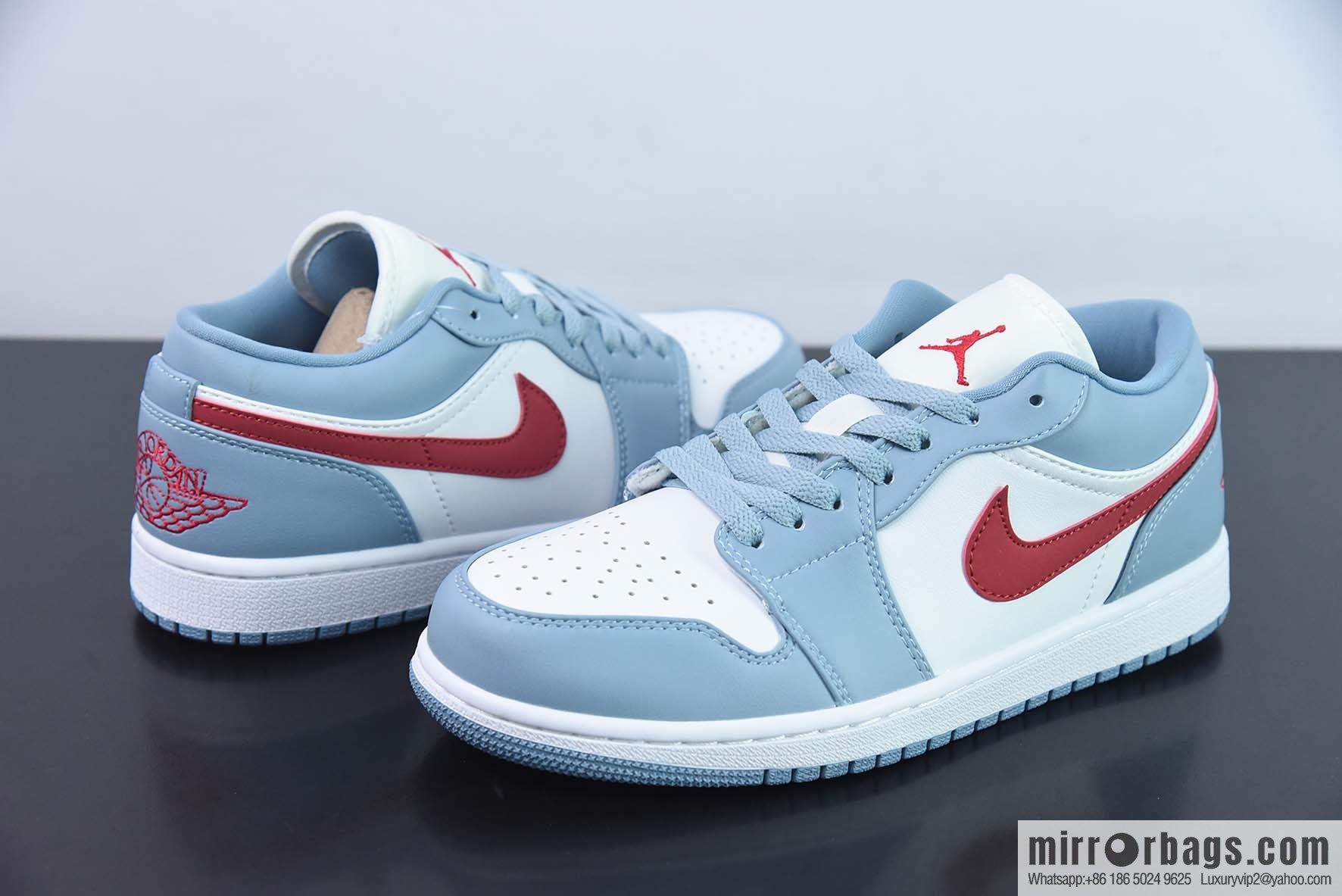 NK Air Jordan AJ1 Low blue, white and red sneakers Part number: DC0774-164