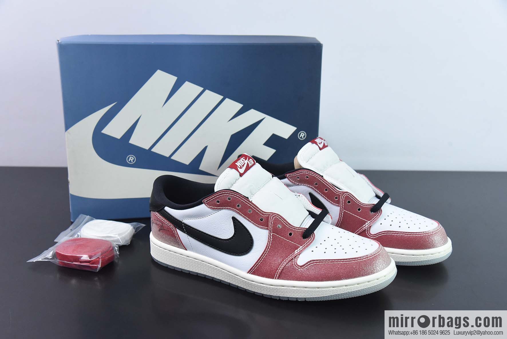 Air Jordan AJ1 Retro Low OG Son of Jordan White and Red Sneakers Part Number: FN0432-017