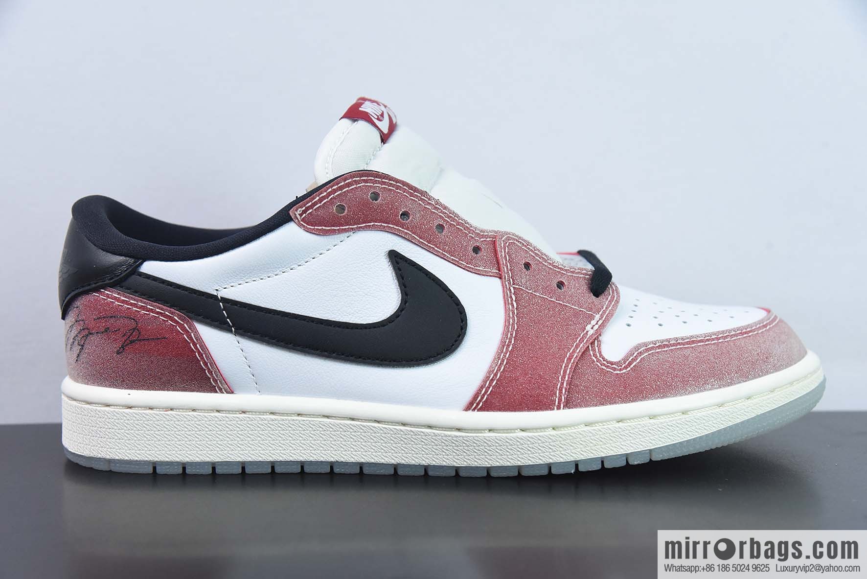 Air Jordan AJ1 Retro Low OG Son of Jordan White and Red Sneakers Part Number: FN0432-017