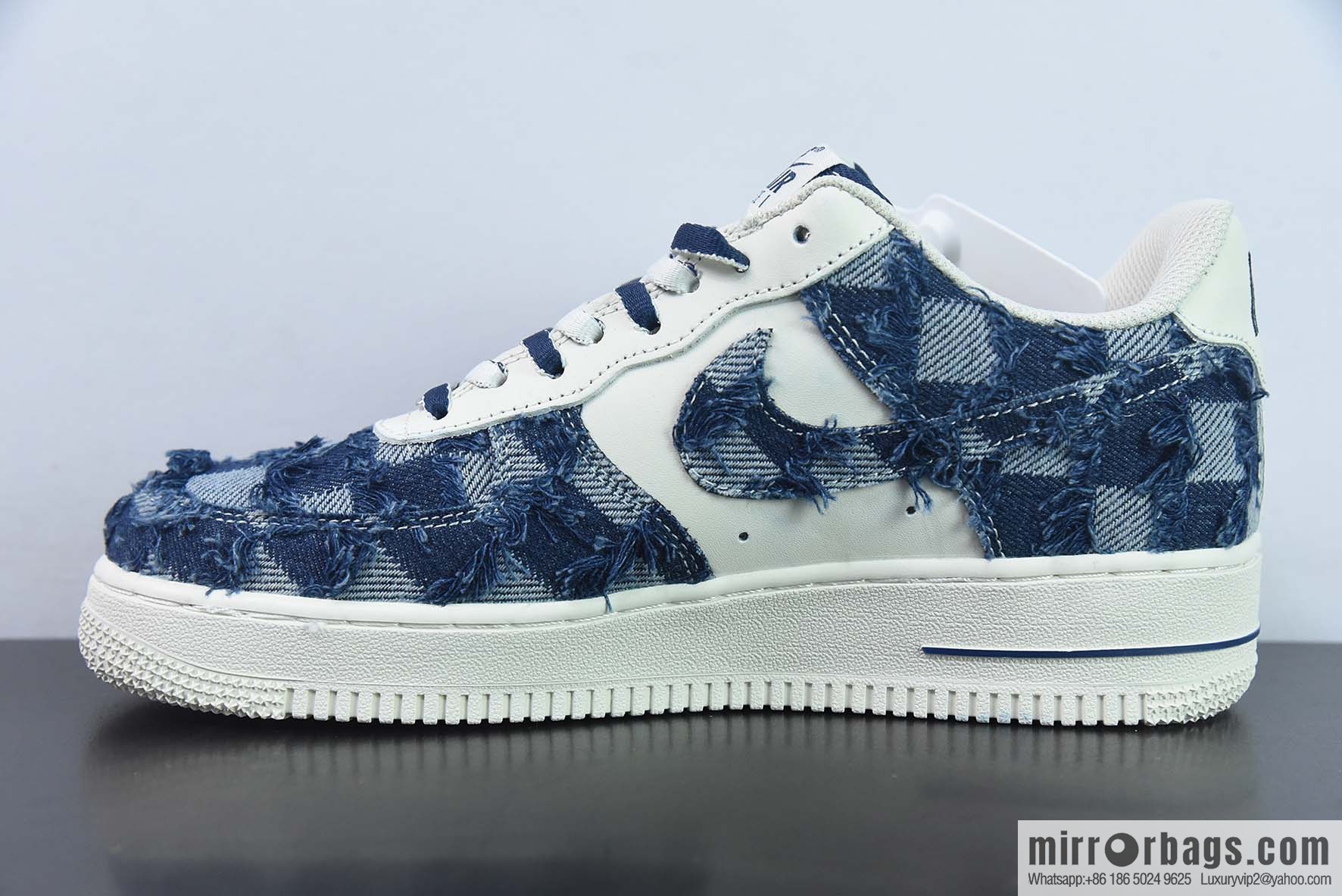 Nike Air Force 1 AF1 Air Force One/low-top, white and blue, denim plaid Item number: FB0607-099