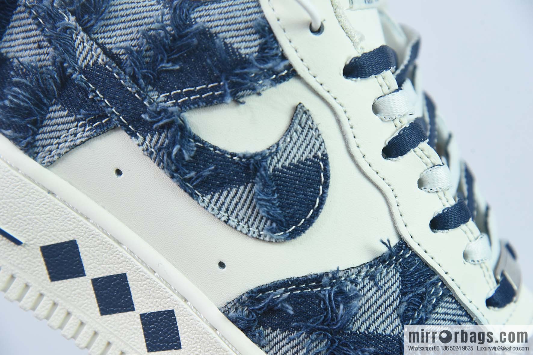 Nike Air Force 1 AF1 Air Force One/low-top, white and blue, denim plaid Item number: FB0607-099