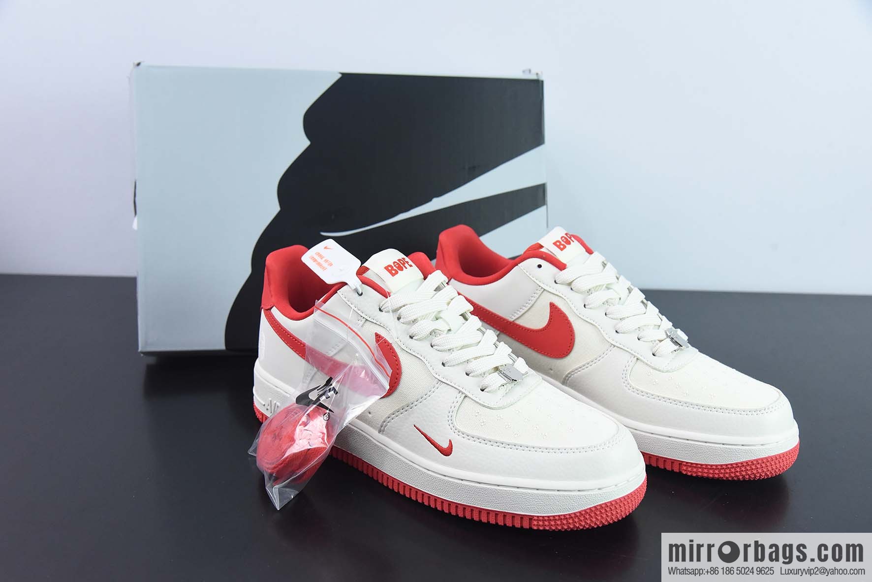 Nike Air Force 1 AF1 Air Force One/low-top, white and red, ape head embroidery Item number: BS9055-749
