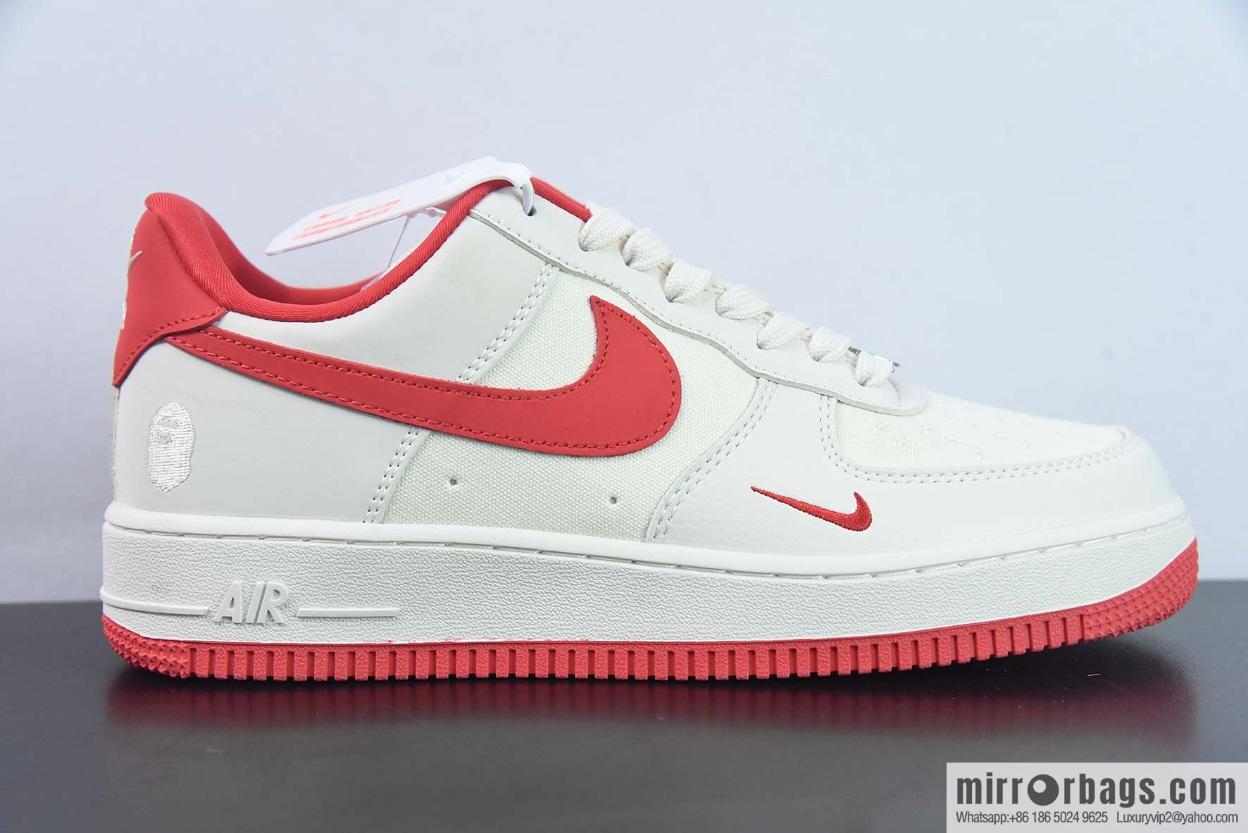 Nike Air Force 1 AF1 Air Force One/low-top, white and red, ape head embroidery Item number: BS9055-749