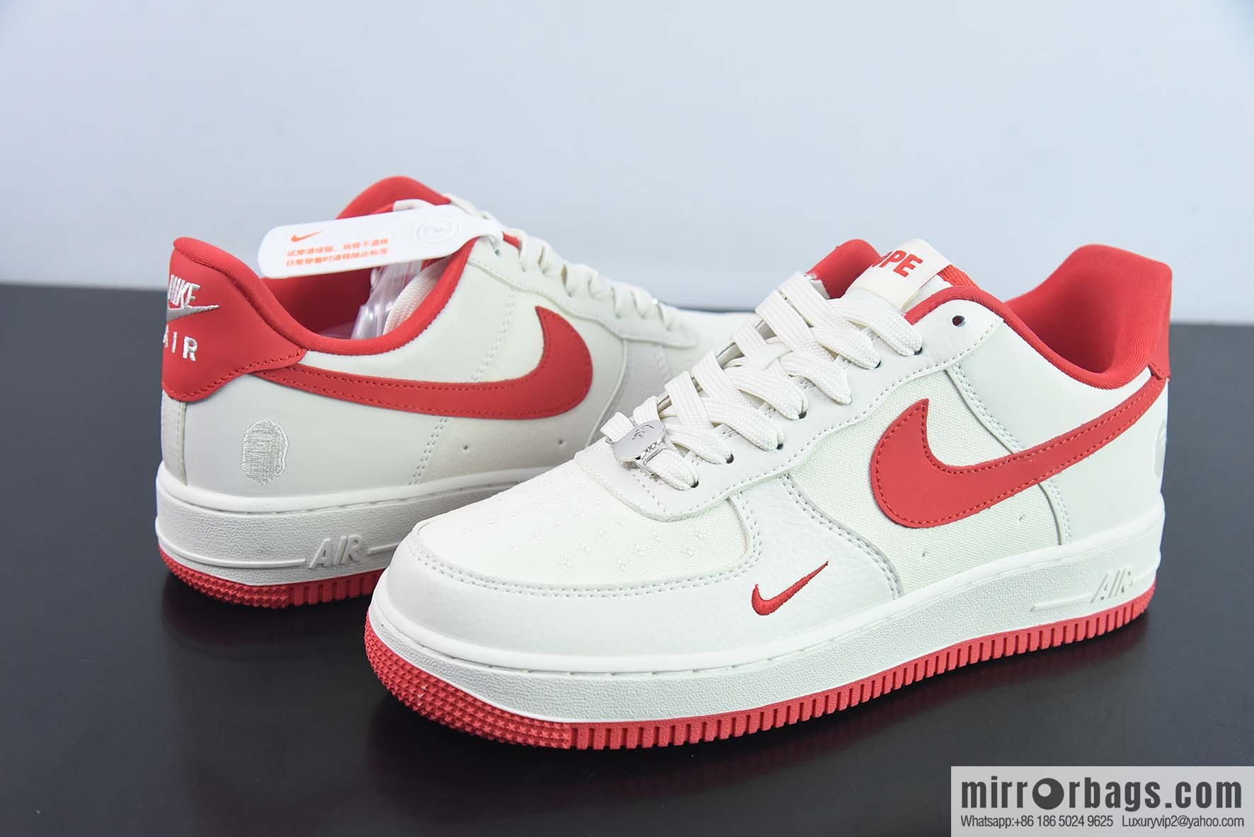 Nike Air Force 1 AF1 Air Force One/low-top, white and red, ape head embroidery Item number: BS9055-749