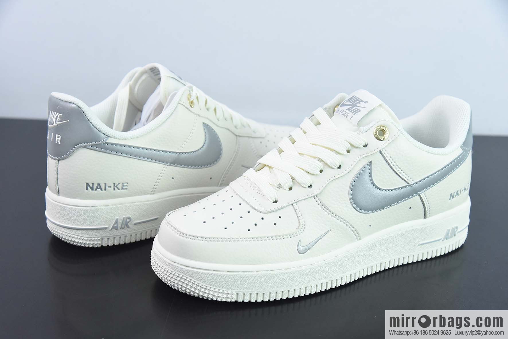 Nike Air Force 1 Low Air Force One low-top sports shoes white gray 3M reflective version NAI-KE letter printed item number: NK0621-977