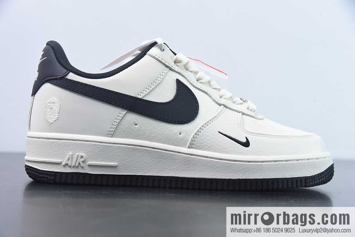 Nike Air Force 1 Low 07 BAPE patchwork beige black low top sneakers BS9055 746