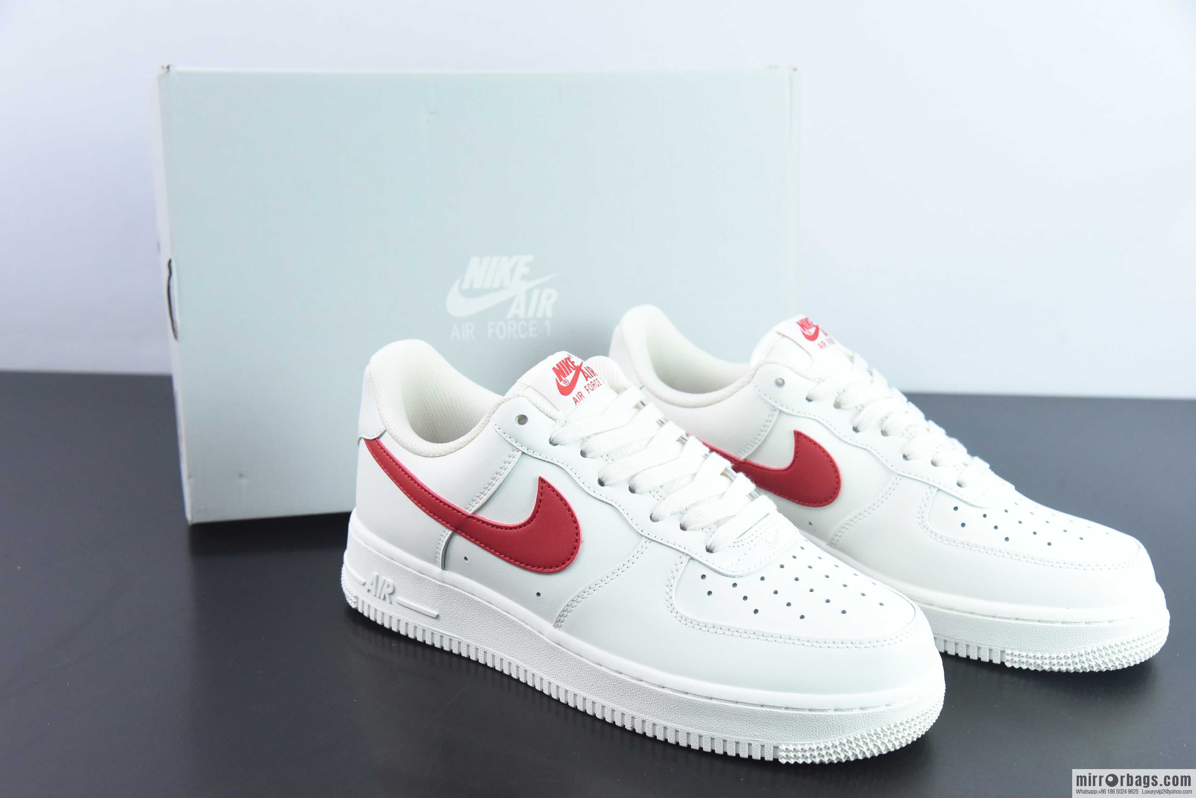 Nk Air Force 1 '07 Low first year re-engraved, milky white red, campus red, Air Force No. 1 low-top casual board shoes, item number: 315122-126