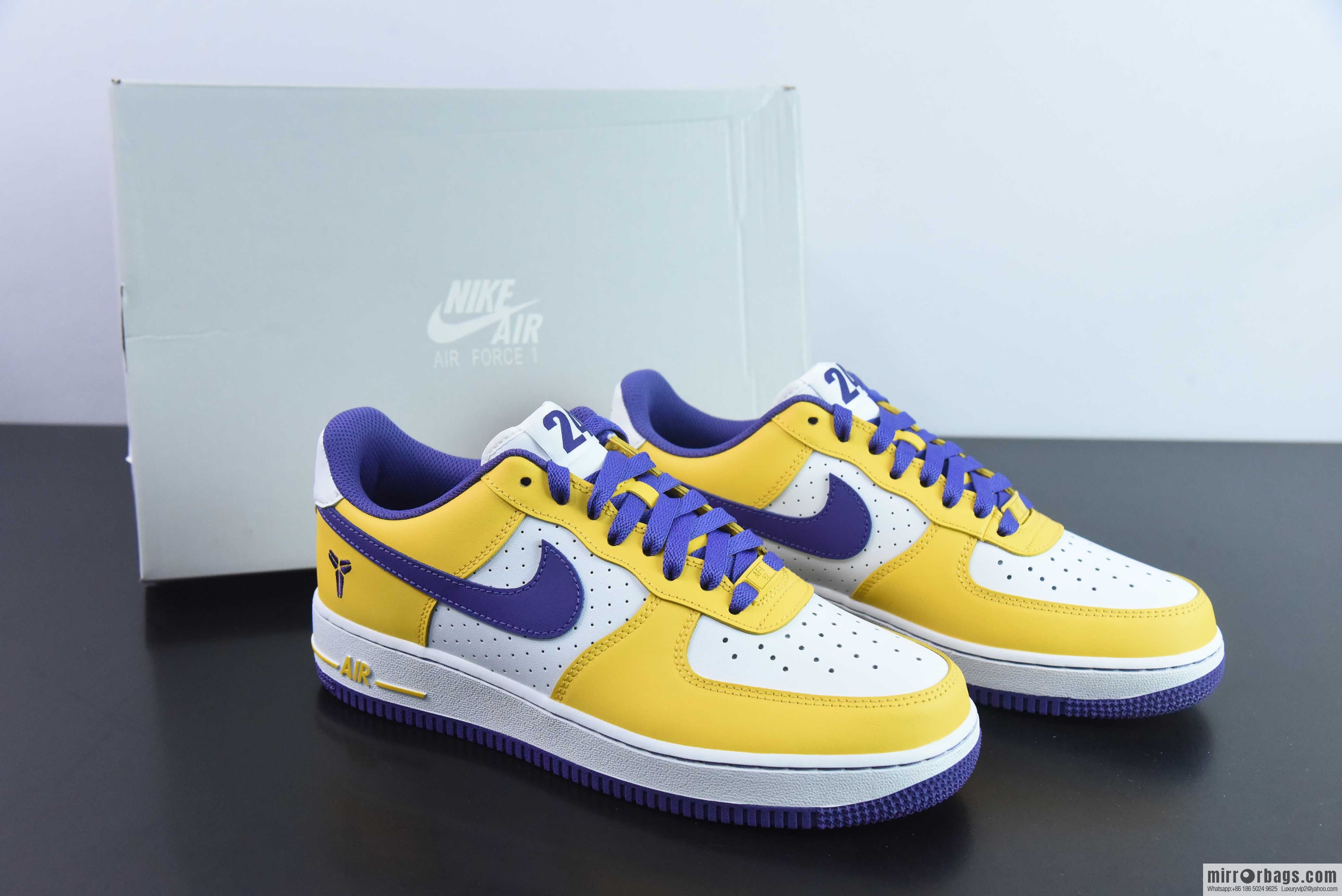 NK Air Force 1 Low Retro QS Air Force One Low Help, White Purple Yellow, Purple Gold Lakers Item Number: FZ1151-100