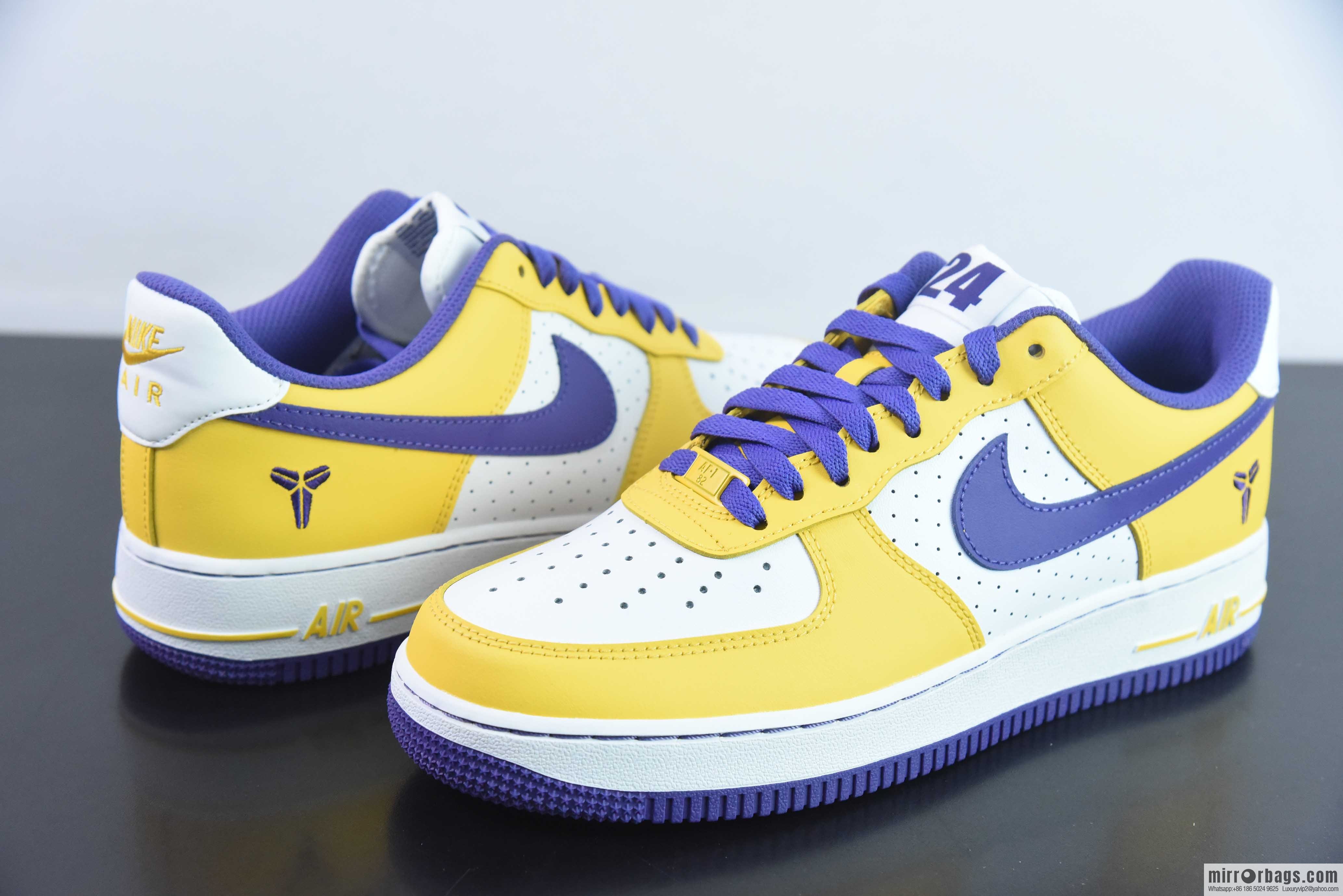 NK Air Force 1 Low Retro QS Air Force One Low Help, White Purple Yellow, Purple Gold Lakers Item Number: FZ1151-100