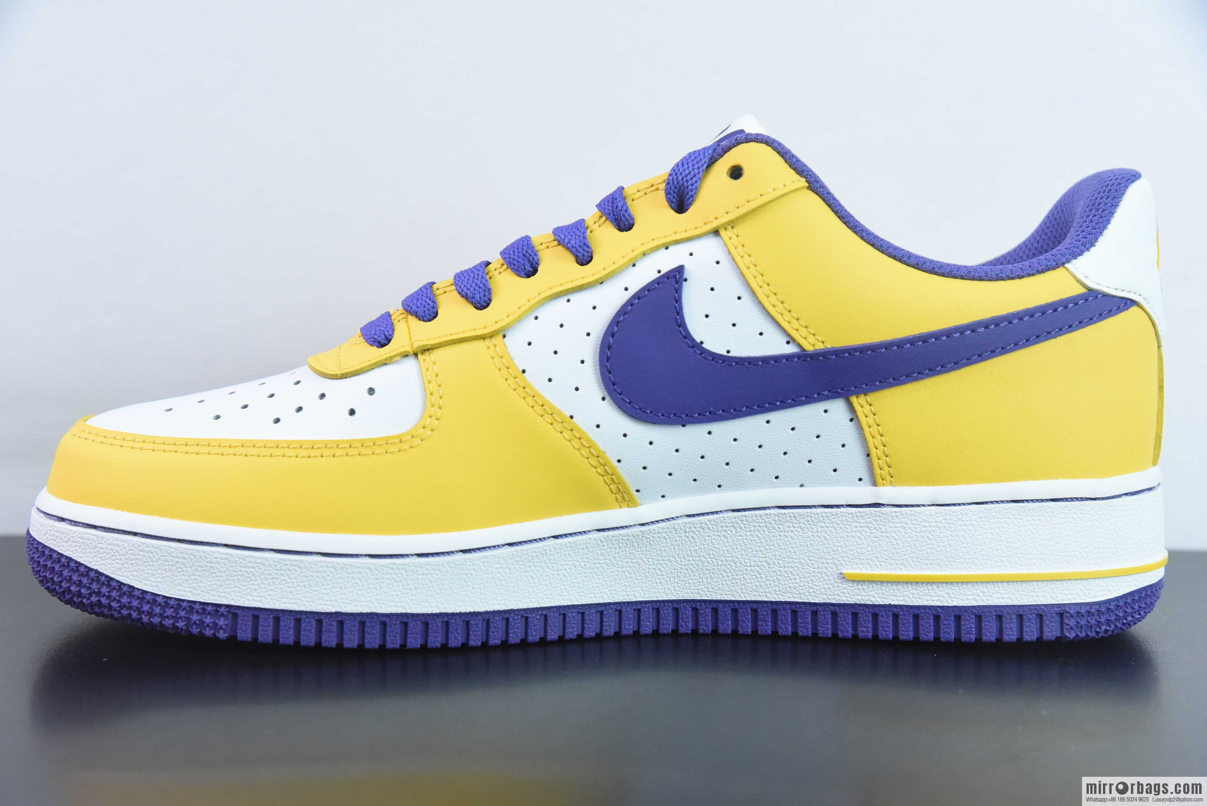 NK Air Force 1 Low Retro QS Air Force One Low Help, White Purple Yellow, Purple Gold Lakers Item Number: FZ1151-100