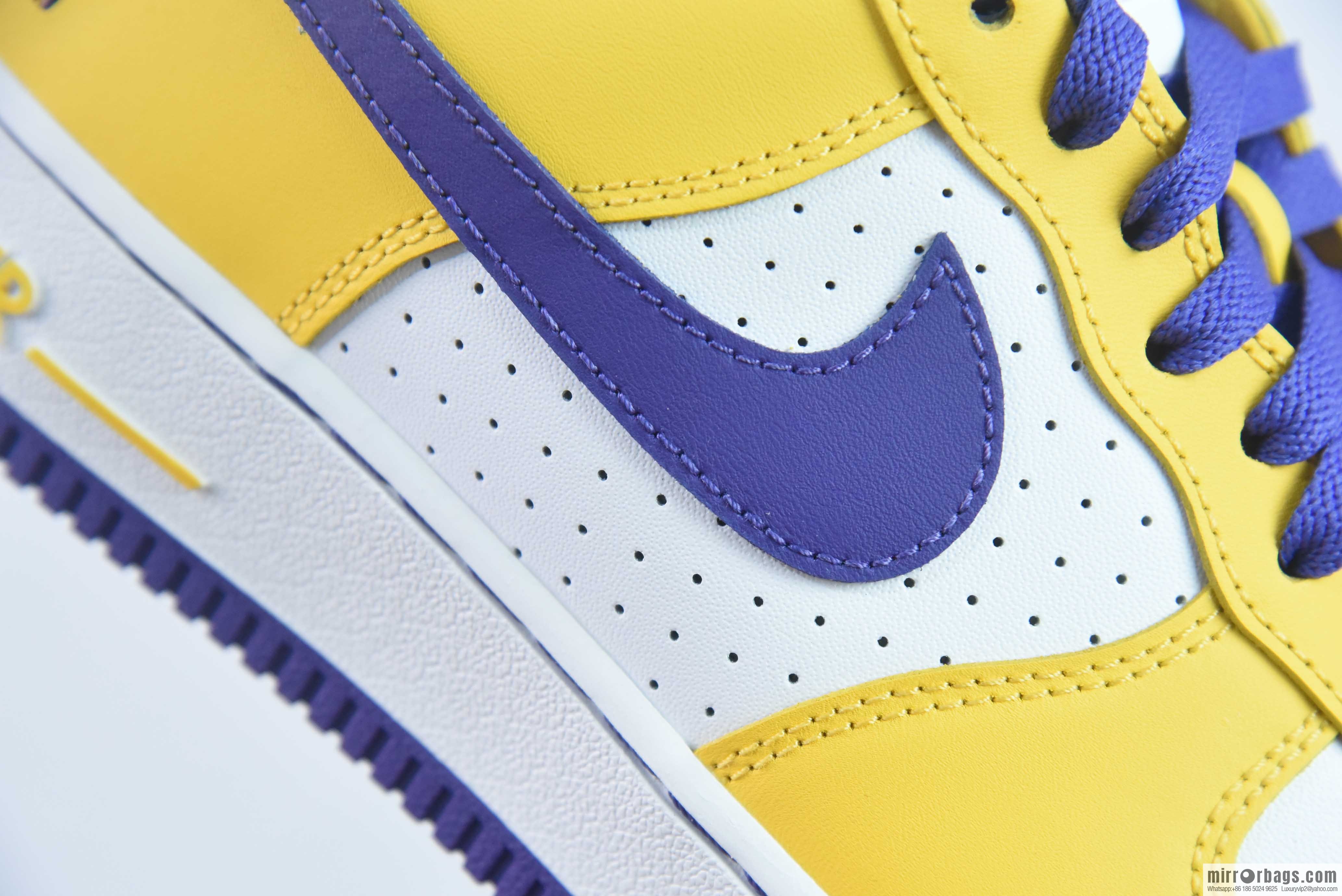 NK Air Force 1 Low Retro QS Air Force One Low Help, White Purple Yellow, Purple Gold Lakers Item Number: FZ1151-100