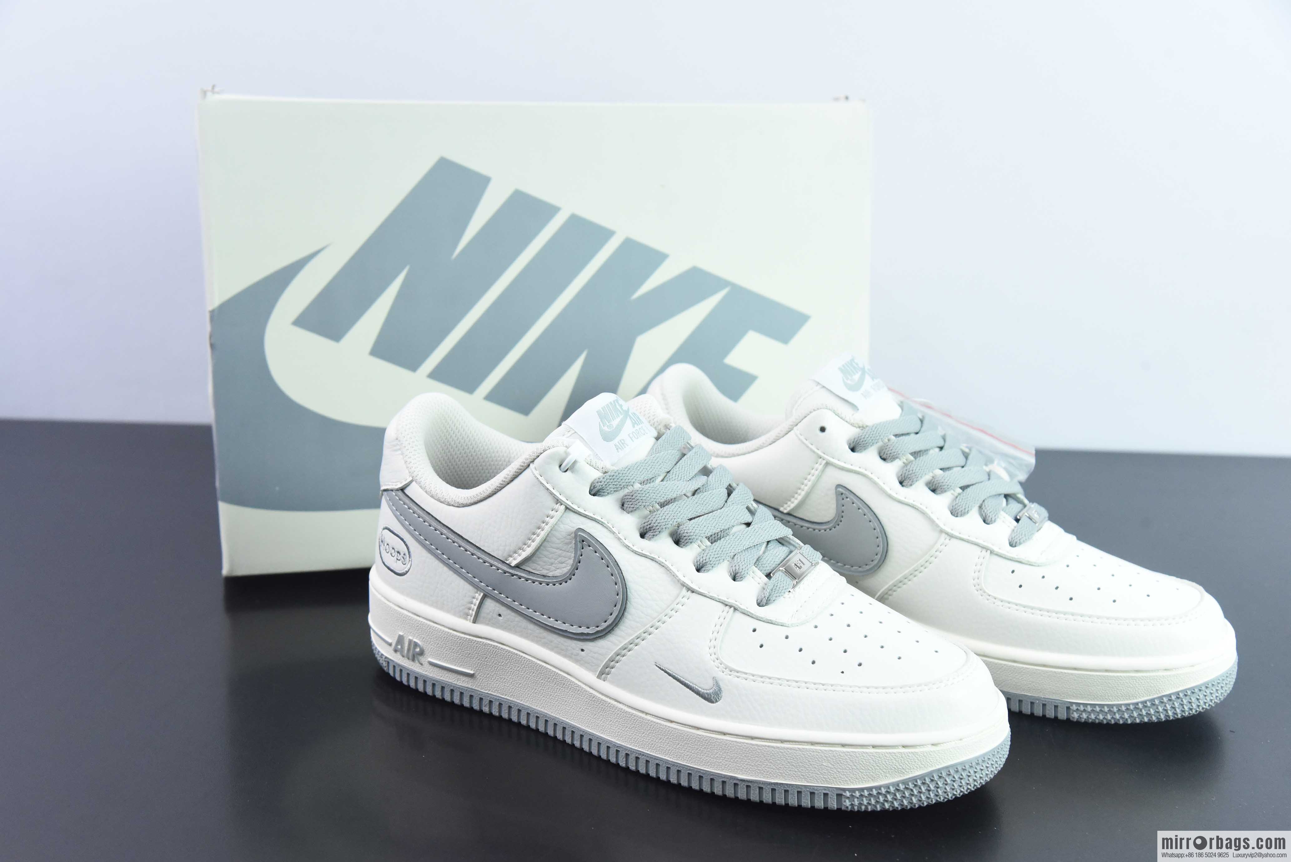 Nike Air Force 1 AF1 Air Force One/Low Help, White Grey Embroidery Item Number: HP2369-003