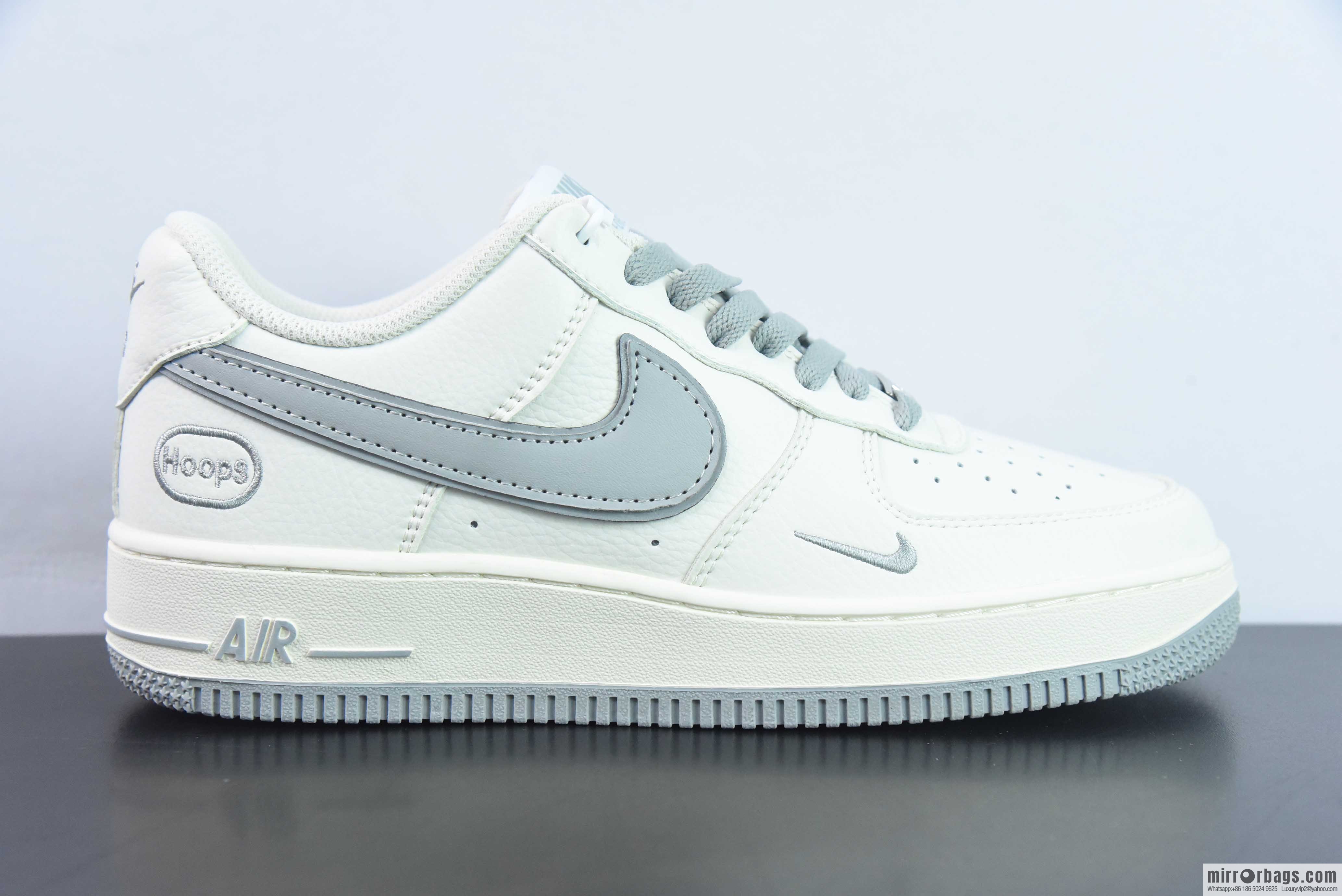 Nike Air Force 1 AF1 Air Force One/Low Help, White Grey Embroidery Item Number: HP2369-003