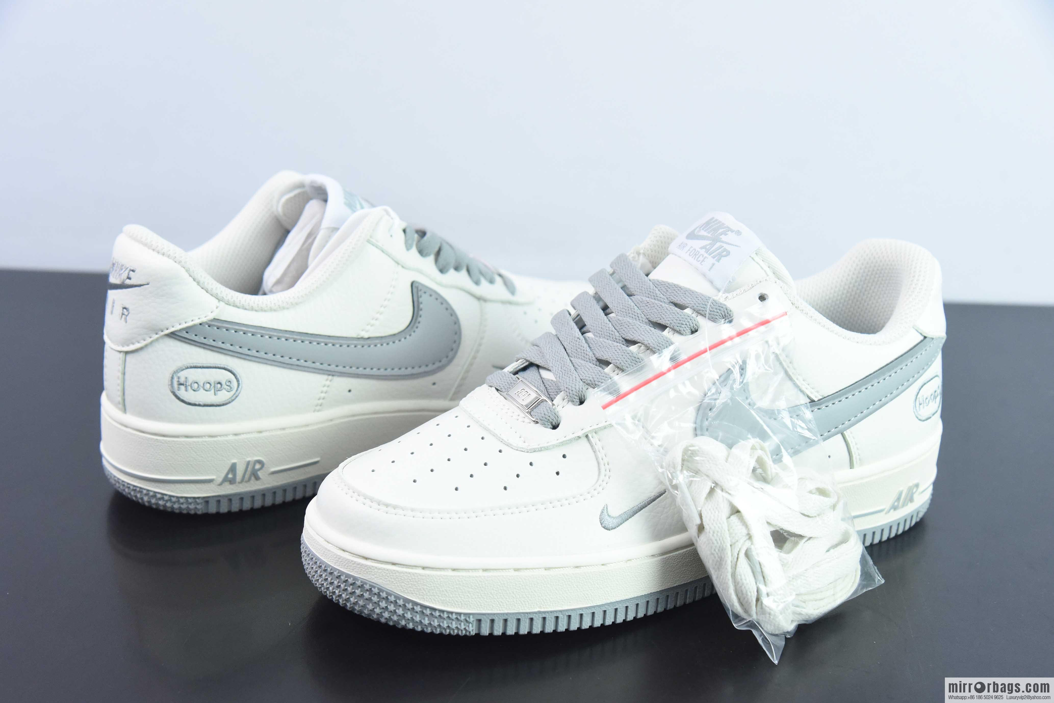 Nike Air Force 1 AF1 Air Force One/Low Help, White Grey Embroidery Item Number: HP2369-003