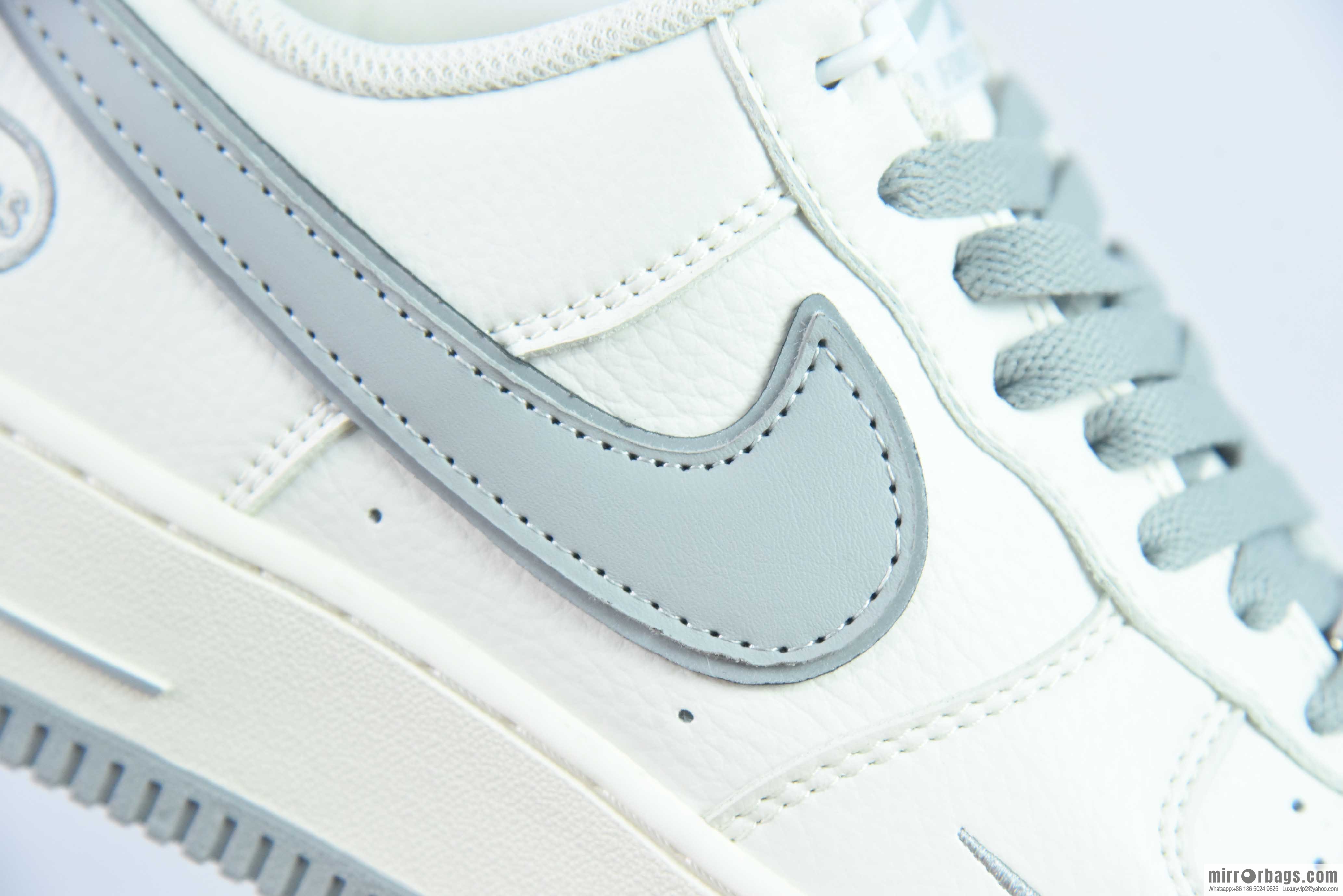 Nike Air Force 1 AF1 Air Force One/Low Help, White Grey Embroidery Item Number: HP2369-003