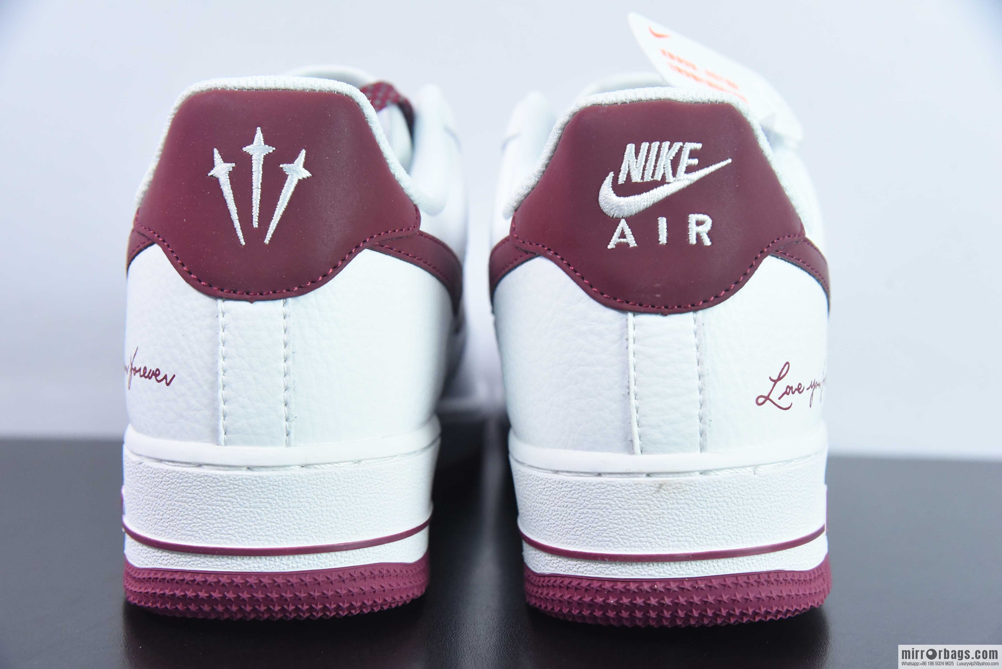 Nike Air Force 1 AF1 Air Force One/low-top, white and red burgundy signature printed item number: LO1718-059
