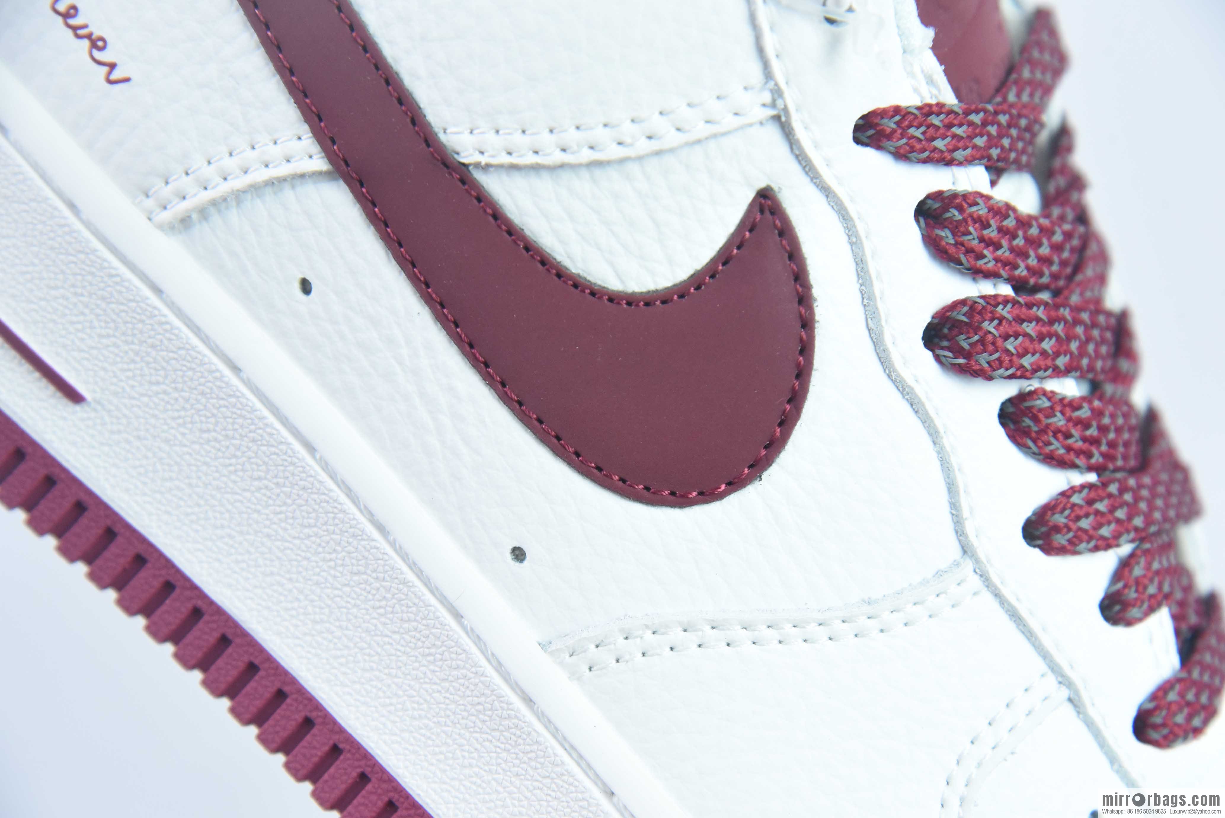 Nike Air Force 1 AF1 Air Force One/low-top, white and red burgundy signature printed item number: LO1718-059