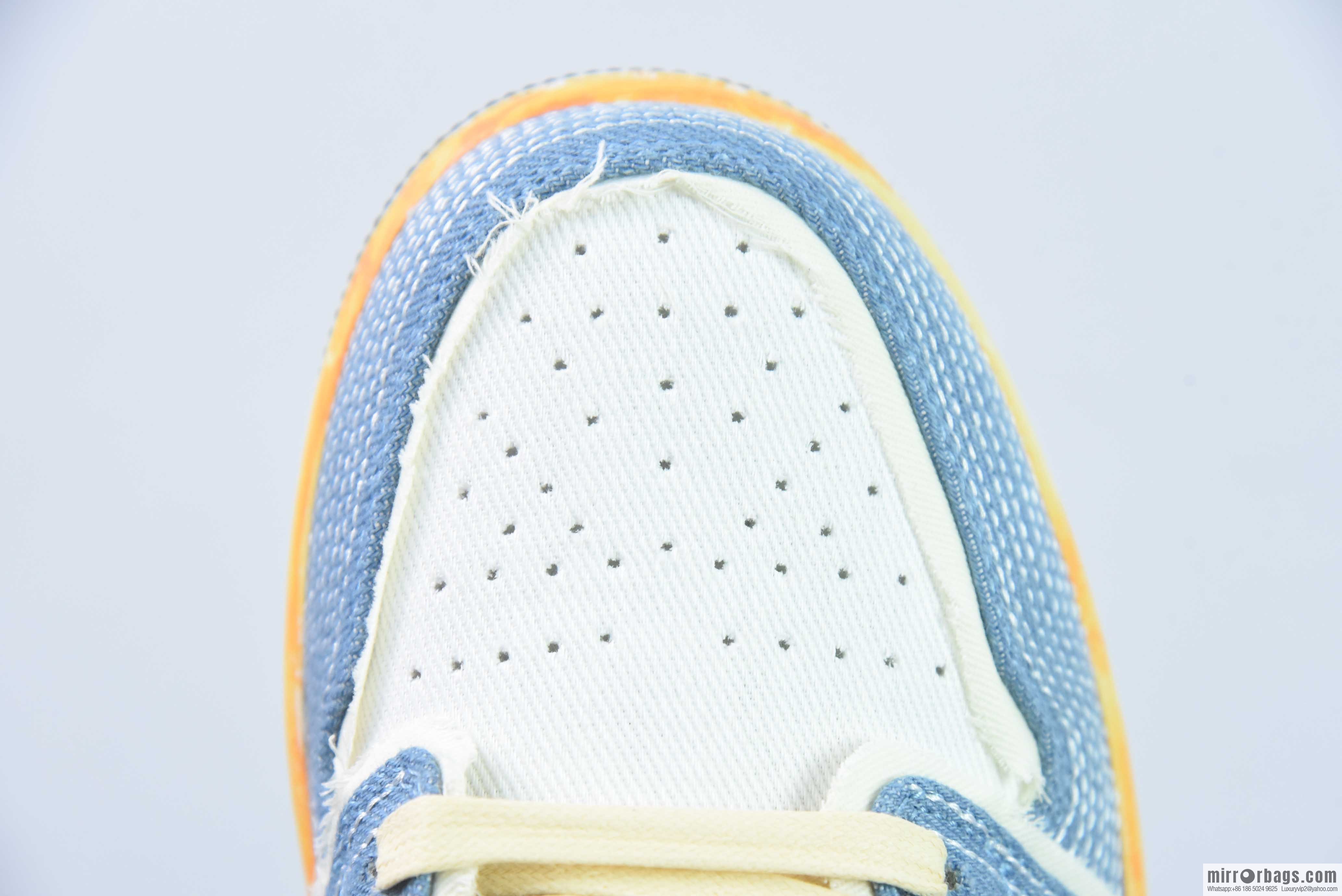 Air Jordan AJ1 Low wash denim embroidery sneakers item number: FN7670-493
