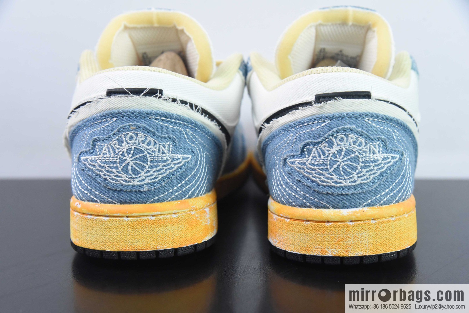 Air Jordan AJ1 Low wash denim embroidery sneakers item number: FN7670-493