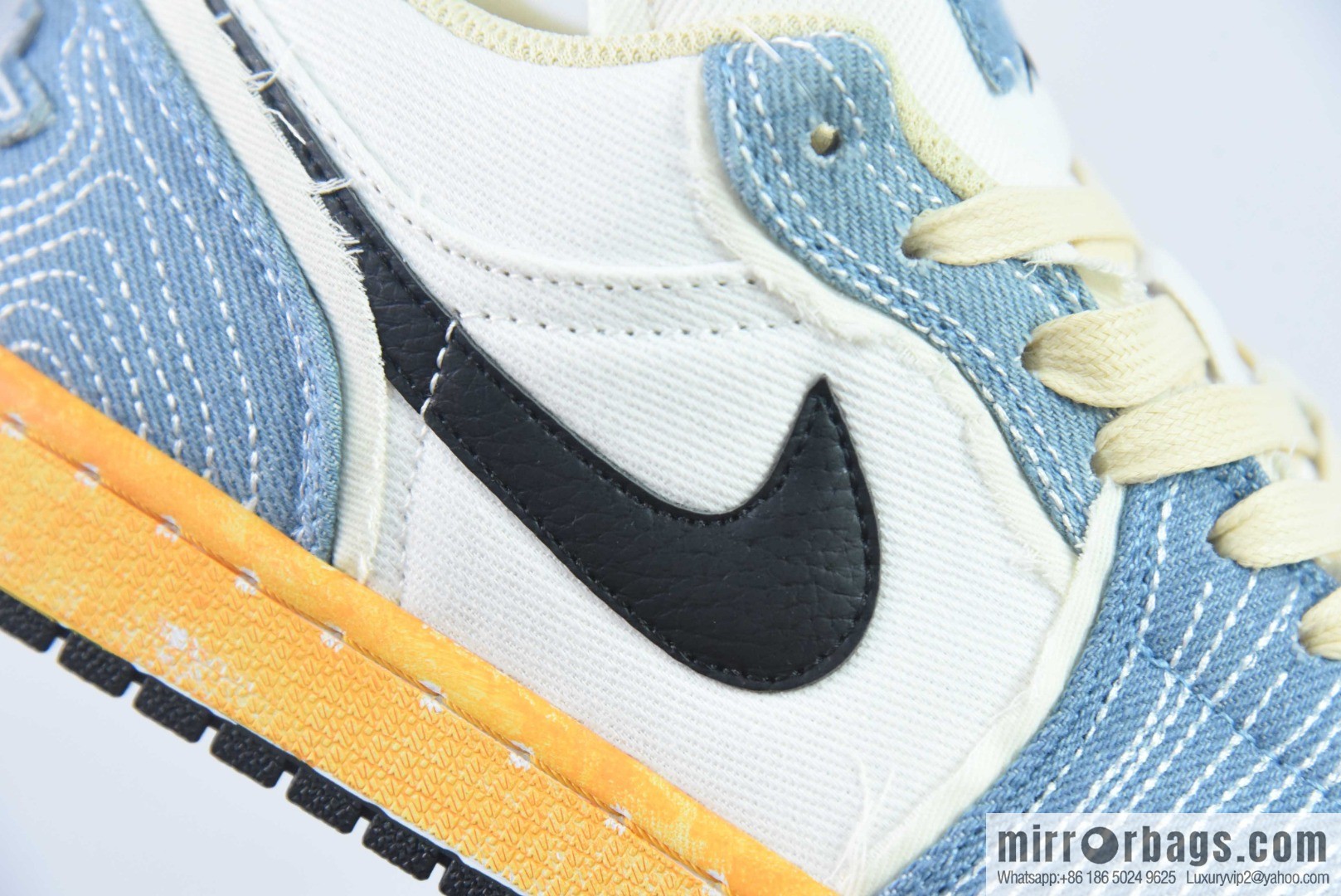 Air Jordan AJ1 Low wash denim embroidery sneakers item number: FN7670-493