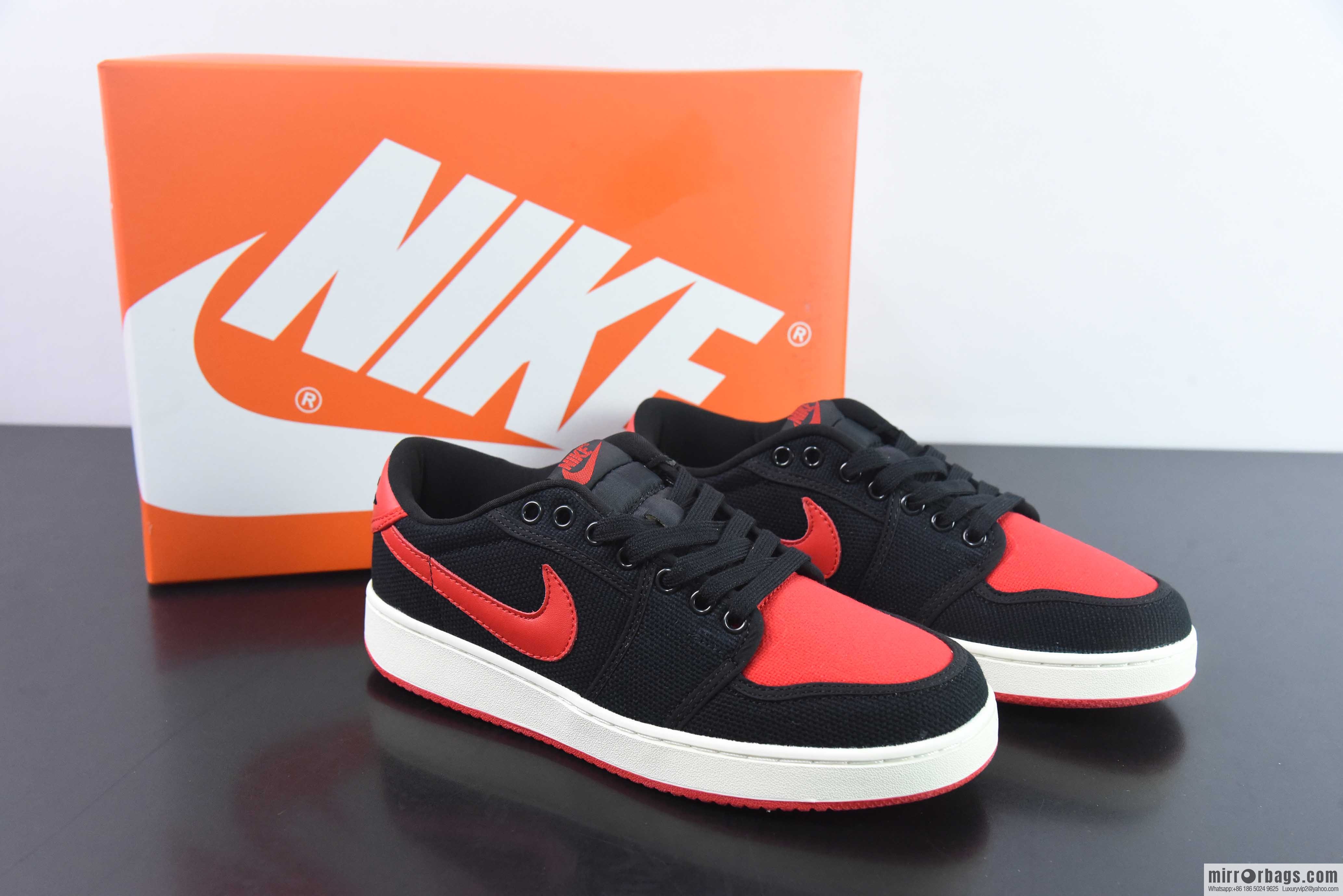 Air Jordan AJ1 Low-top canvas black and red, item number: DX4981-006