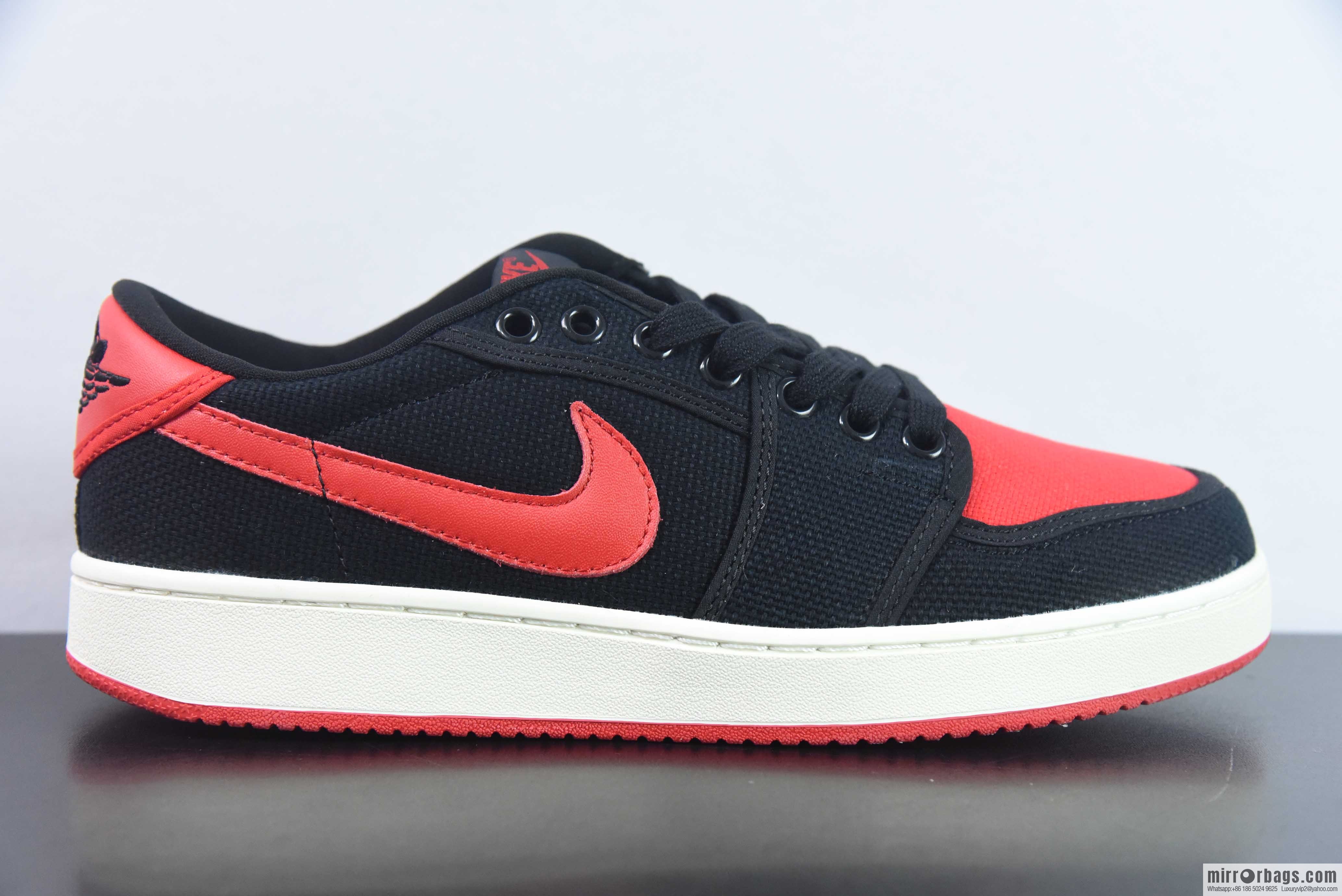 Air Jordan AJ1 Low-top canvas black and red, item number: DX4981-006