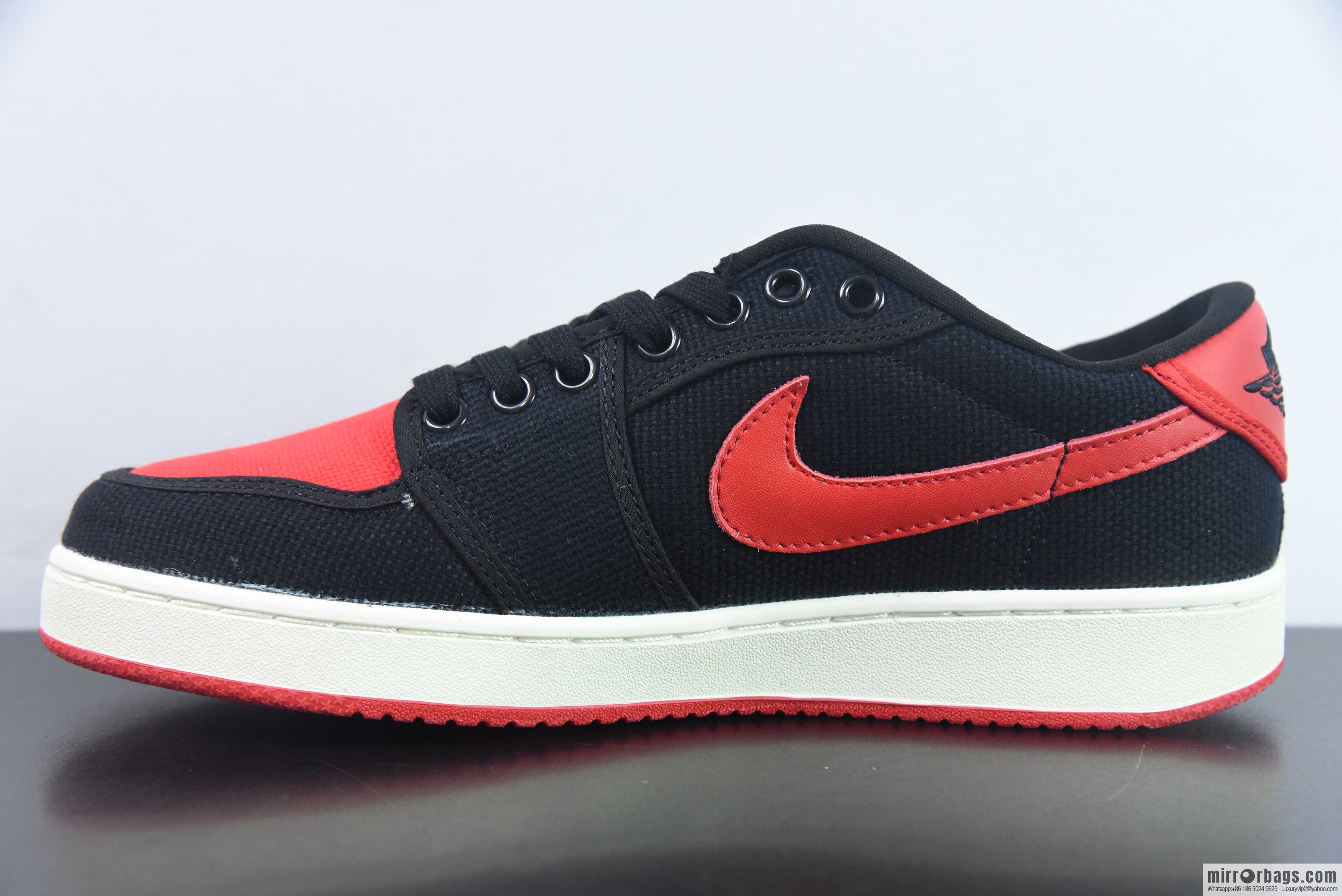 Air Jordan AJ1 Low-top canvas black and red, item number: DX4981-006