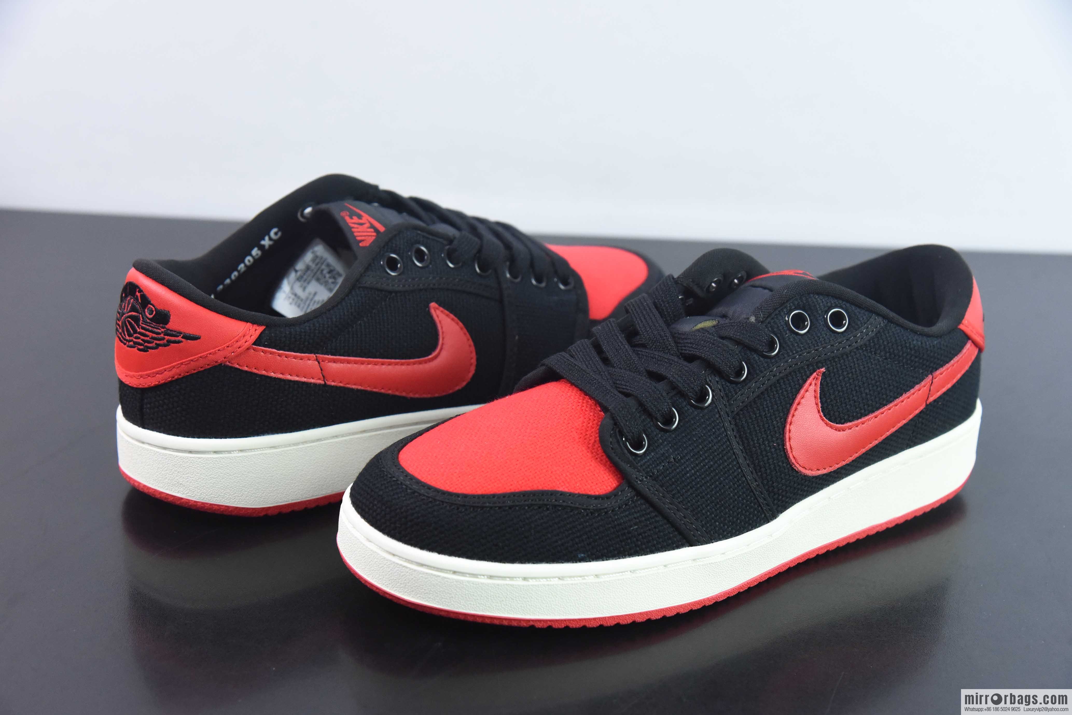 Air Jordan AJ1 Low-top canvas black and red, item number: DX4981-006