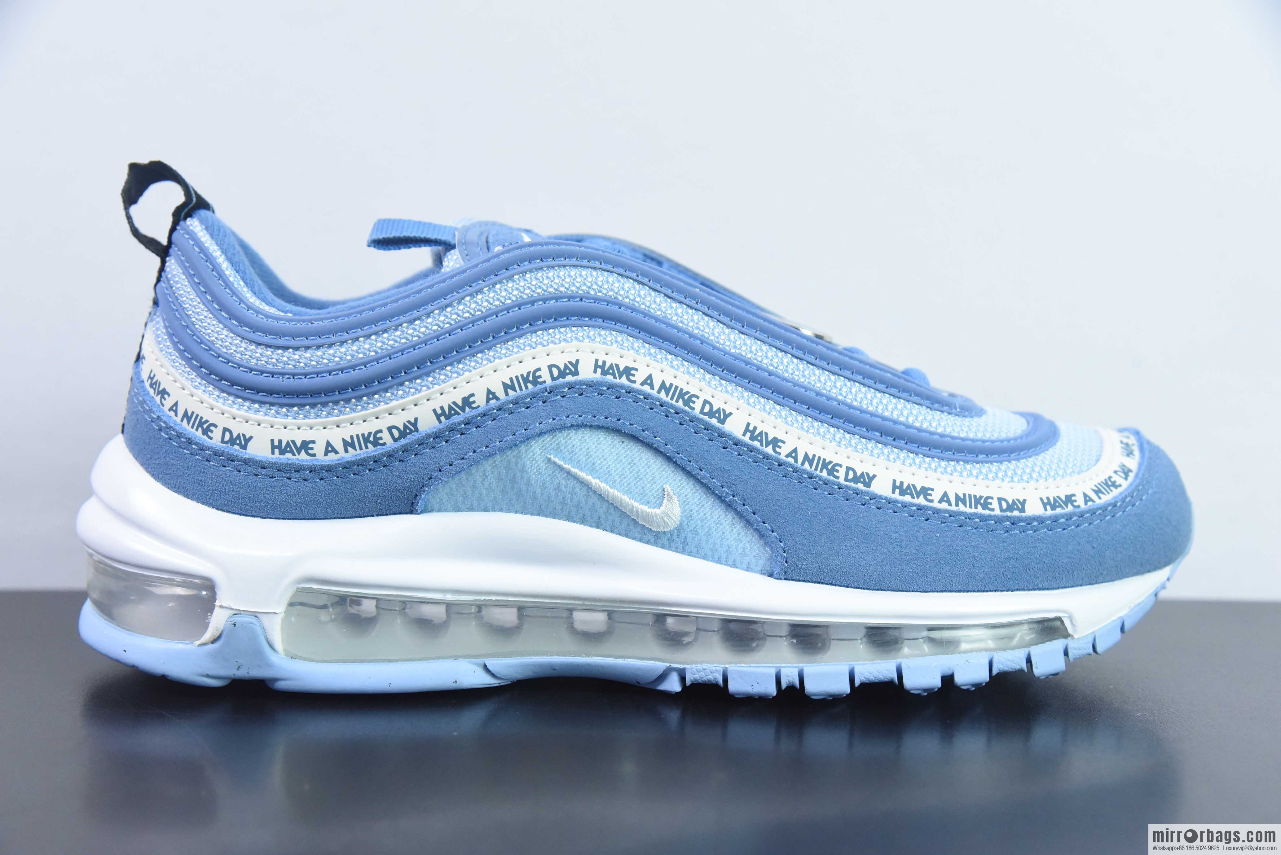 NK Air Max 97 OG bullet, haze blue smiley face, item number: BQ9130-400