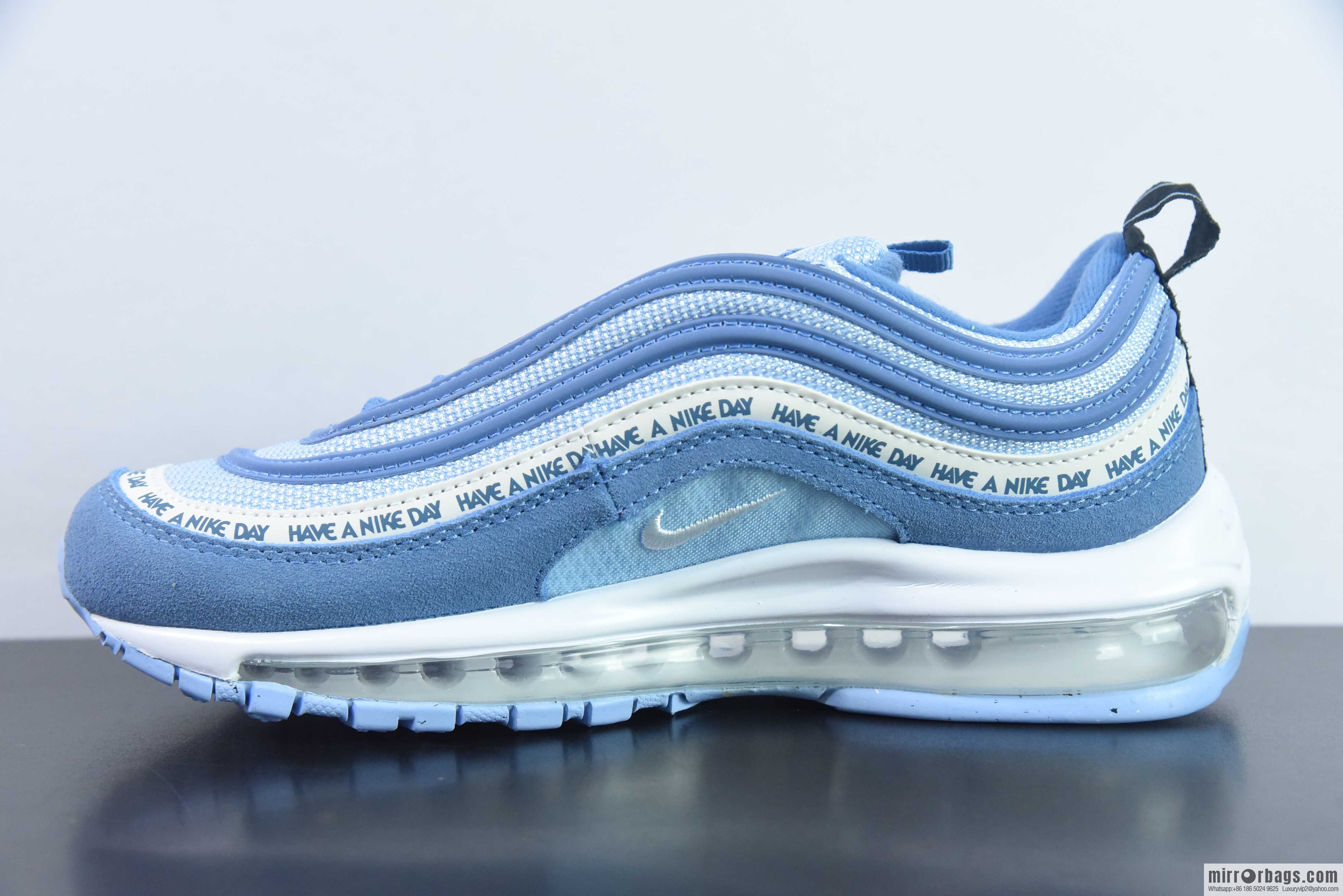 NK Air Max 97 OG bullet, haze blue smiley face, item number: BQ9130-400