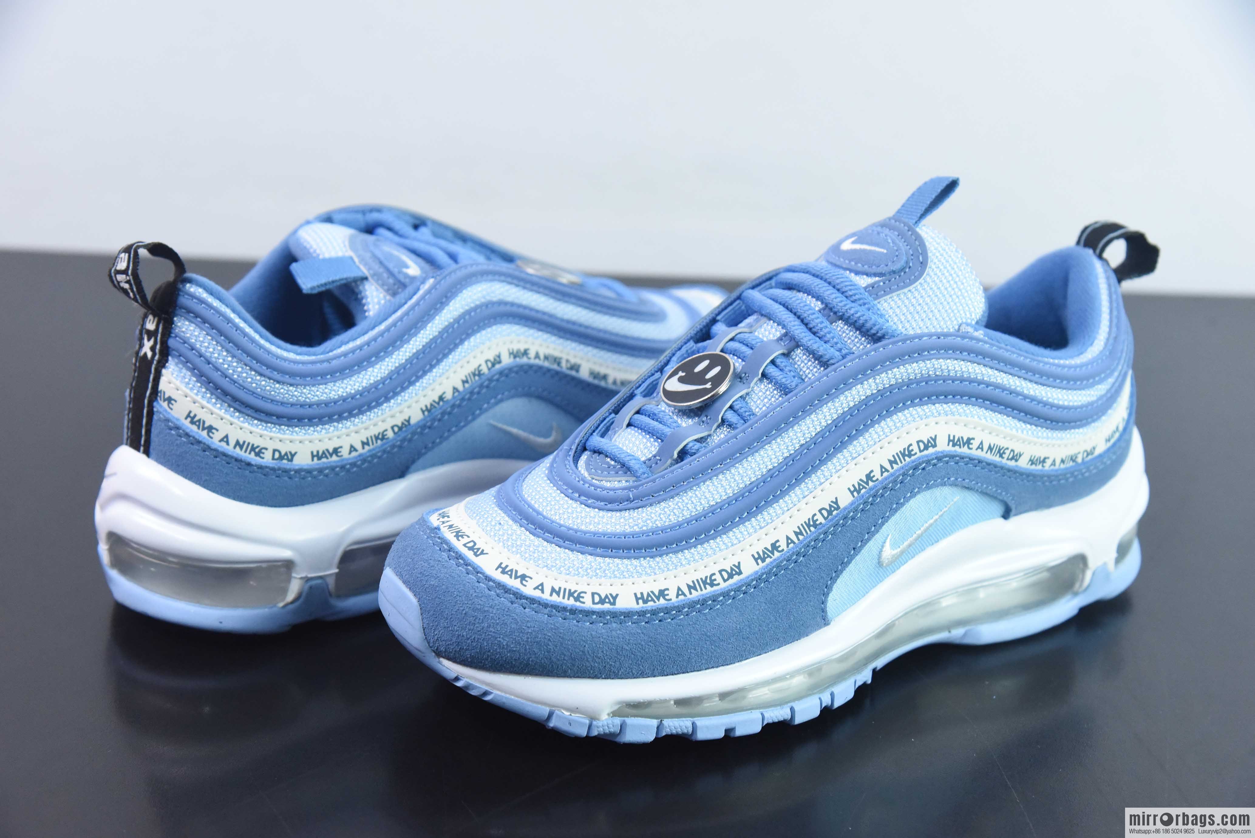 NK Air Max 97 OG bullet, haze blue smiley face, item number: BQ9130-400