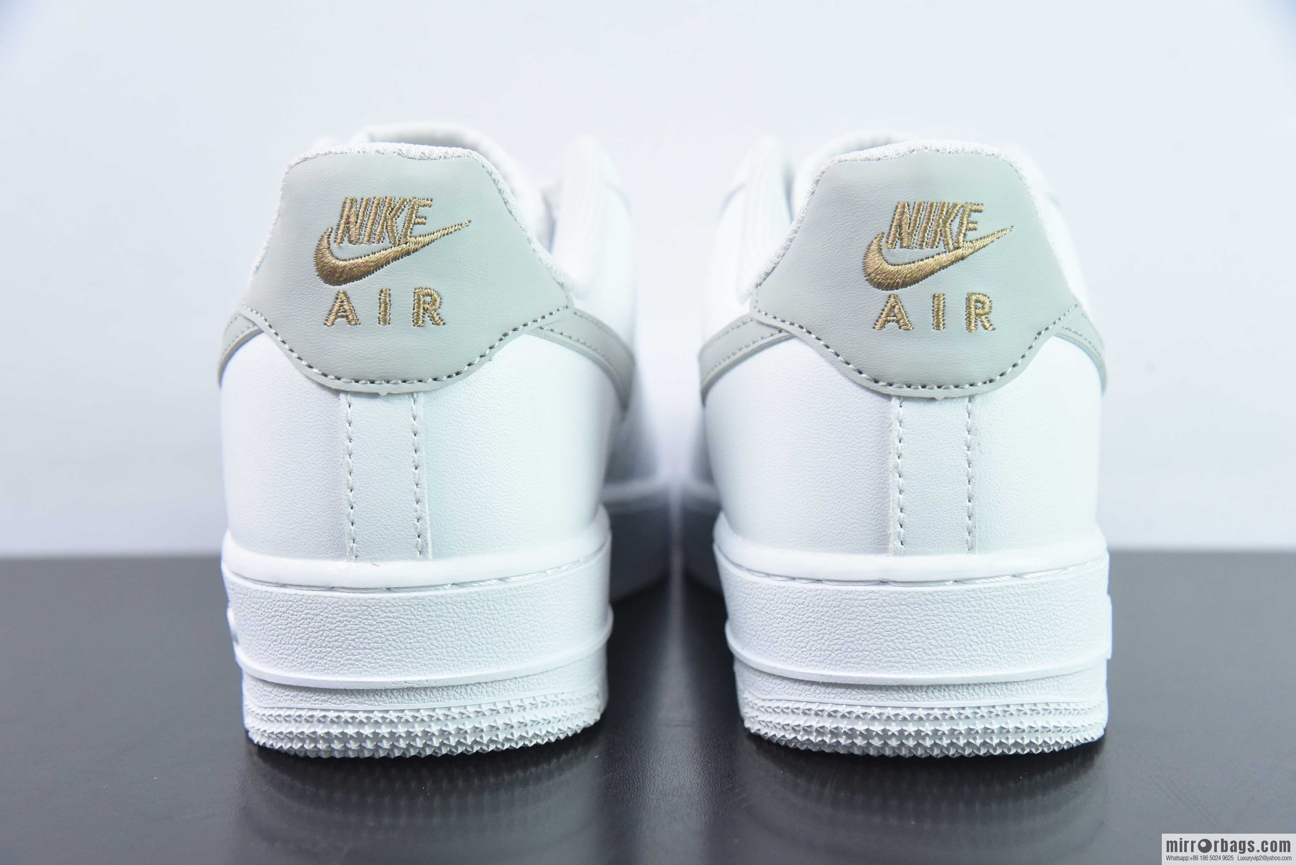 Nike Air Force 1 '07 Air Force One Classic Basketball Shoes Casual Sneakers White Grey Small Gold Hook, Item Number: CZ0270 106