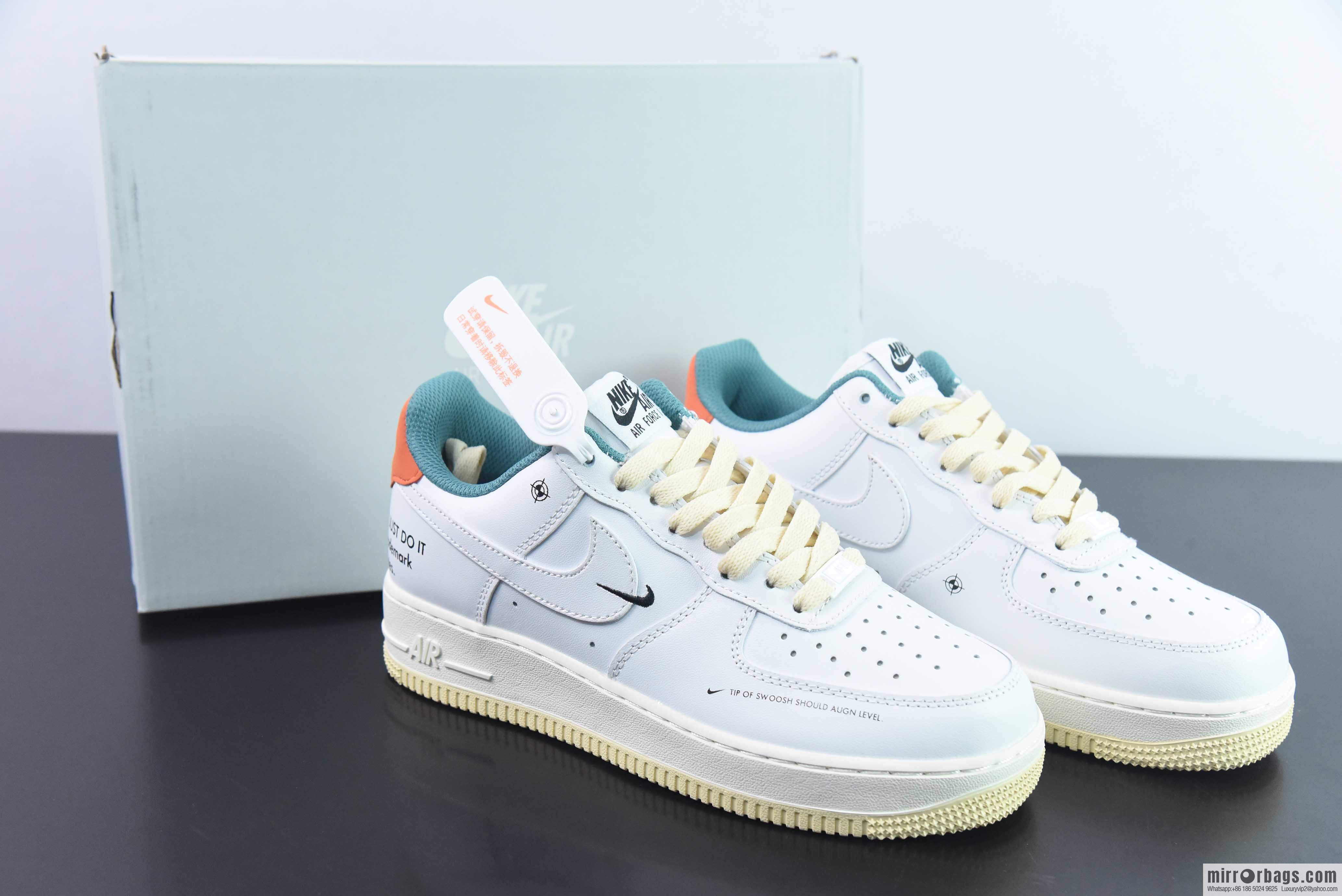 Nike Air Force 1 Low Air Force One Low Help Versatile Leisure Sports Board Shoes, Joint White Orange, Item Number: DM0970-111