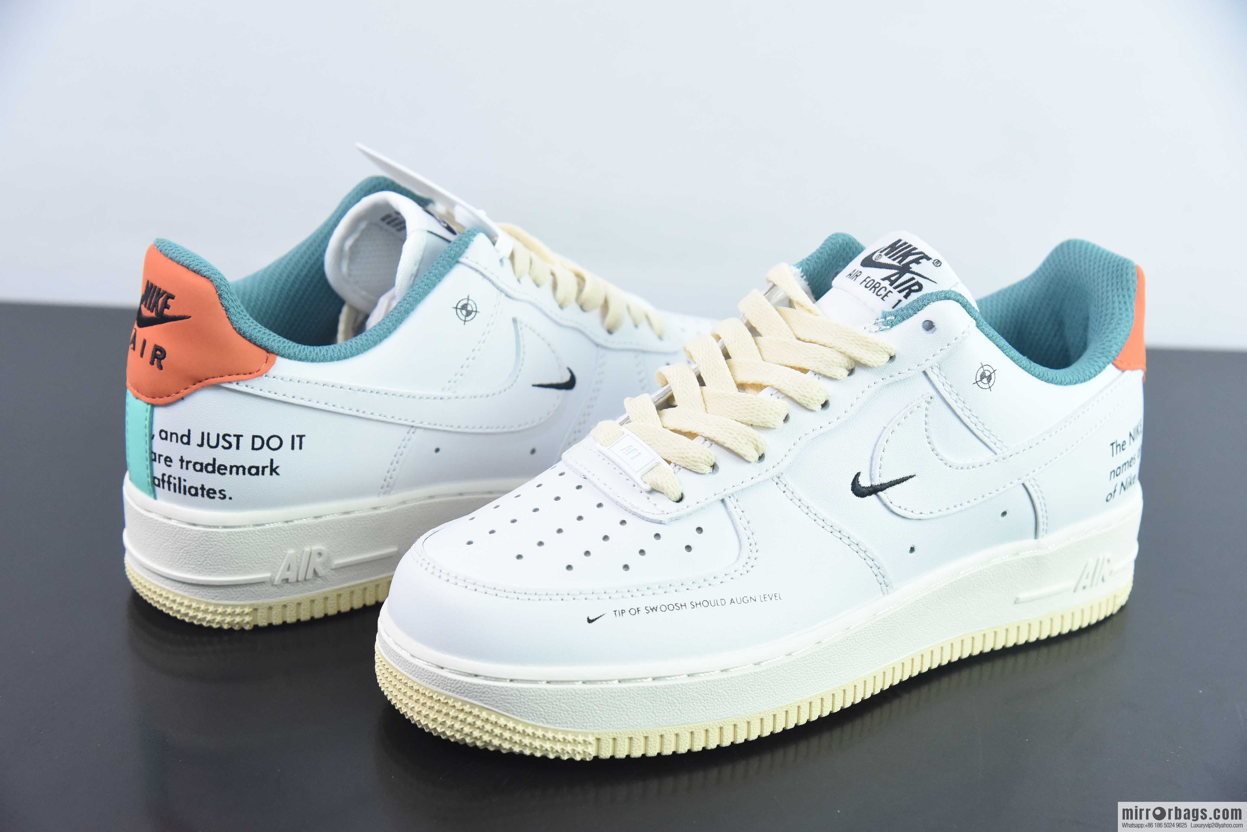 Nike Air Force 1 Low Air Force One Low Help Versatile Leisure Sports Board Shoes, Joint White Orange, Item Number: DM0970-111