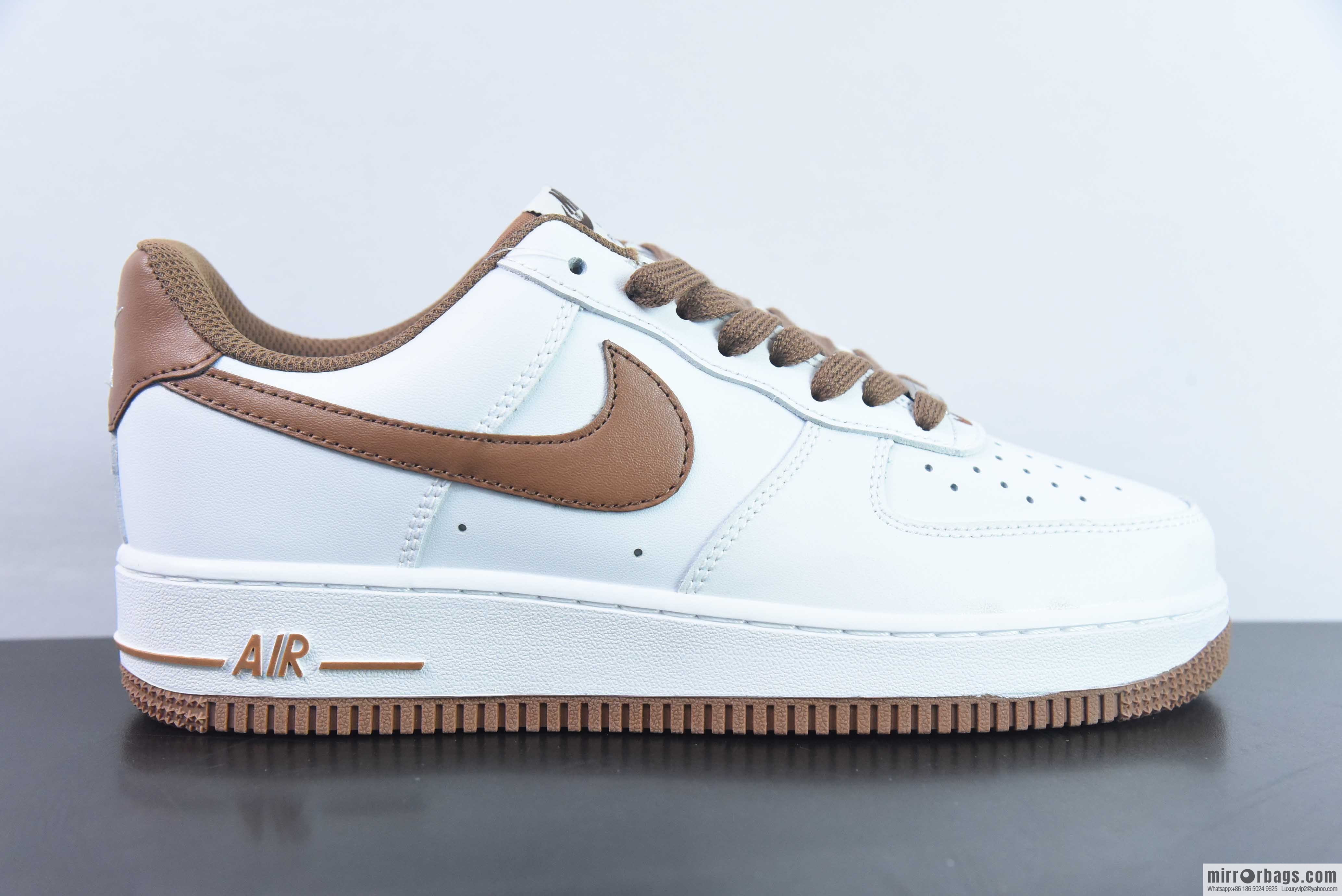 Nike Air Force 1 Low Air Force One Low Top Versatile Leisure Sports Board Shoes, White Brown, Item Number: DH7561-100